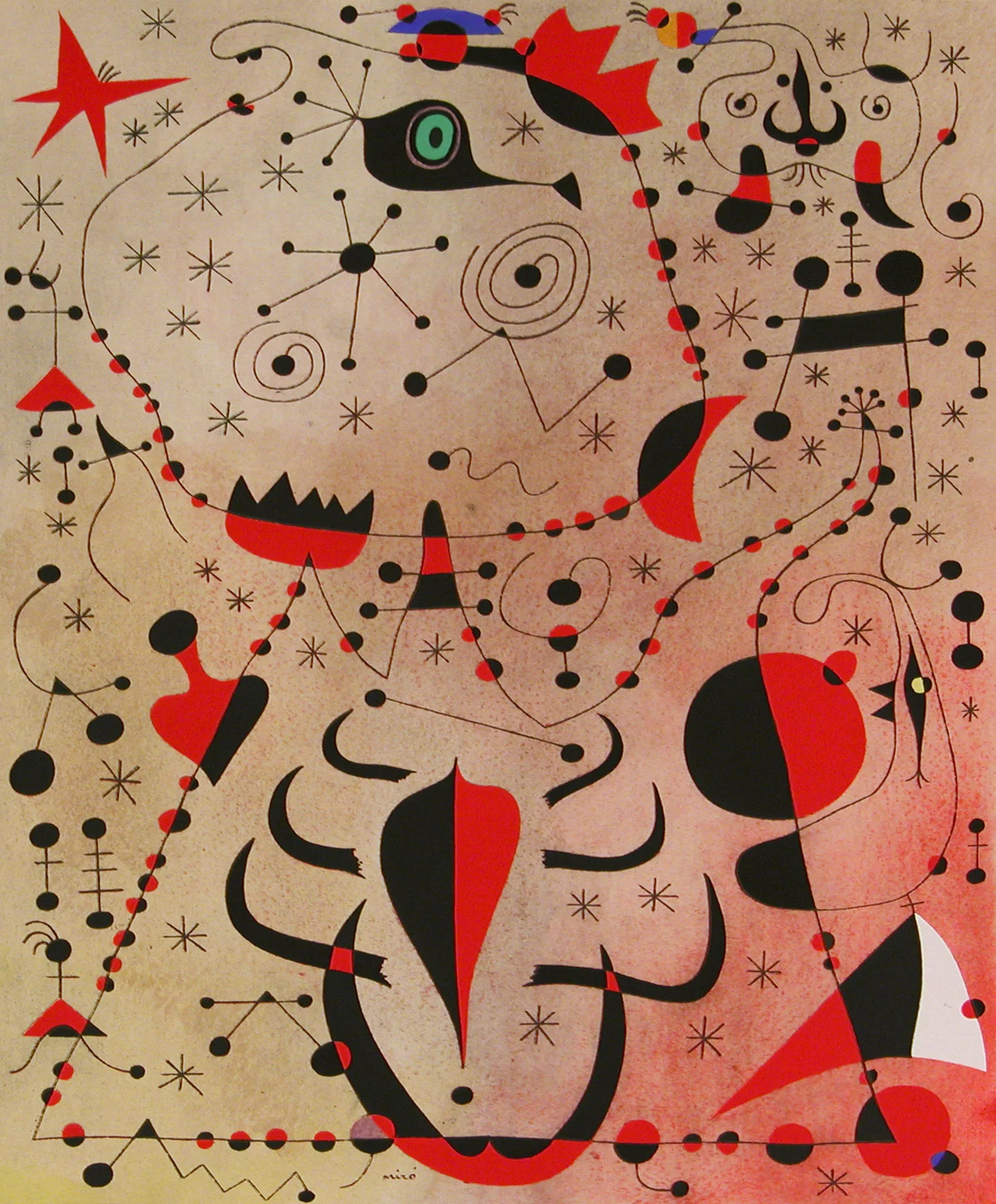 Constellations: 21 - Le Crepuscule Rose Caresse Les Femmes et Les Oiseaux , 1959 Ed. 350 Pochoir 17 x 14