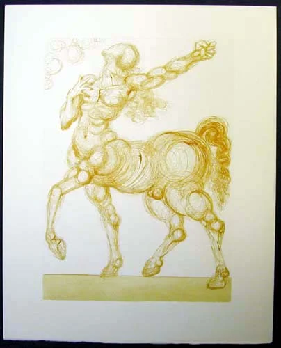 La Divine Comédie: Inferno Canto 25 - Le Centaure , 1960 71/150 Color Wood Engraving 9.5 x 7.25