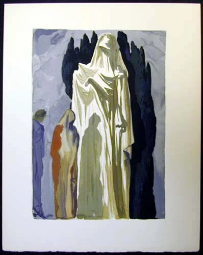 La Divine Comédie: Inferno Canto 10 - Les Hérétiques , 1960 71/150 Color Wood Engraving 9.5 x 7.25