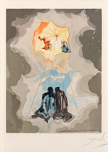 La Divine Comédie: Paradise Canto 15 - Extase de Dante , 1960 71/150 Color Wood Engraving 9.5 x 7.25
