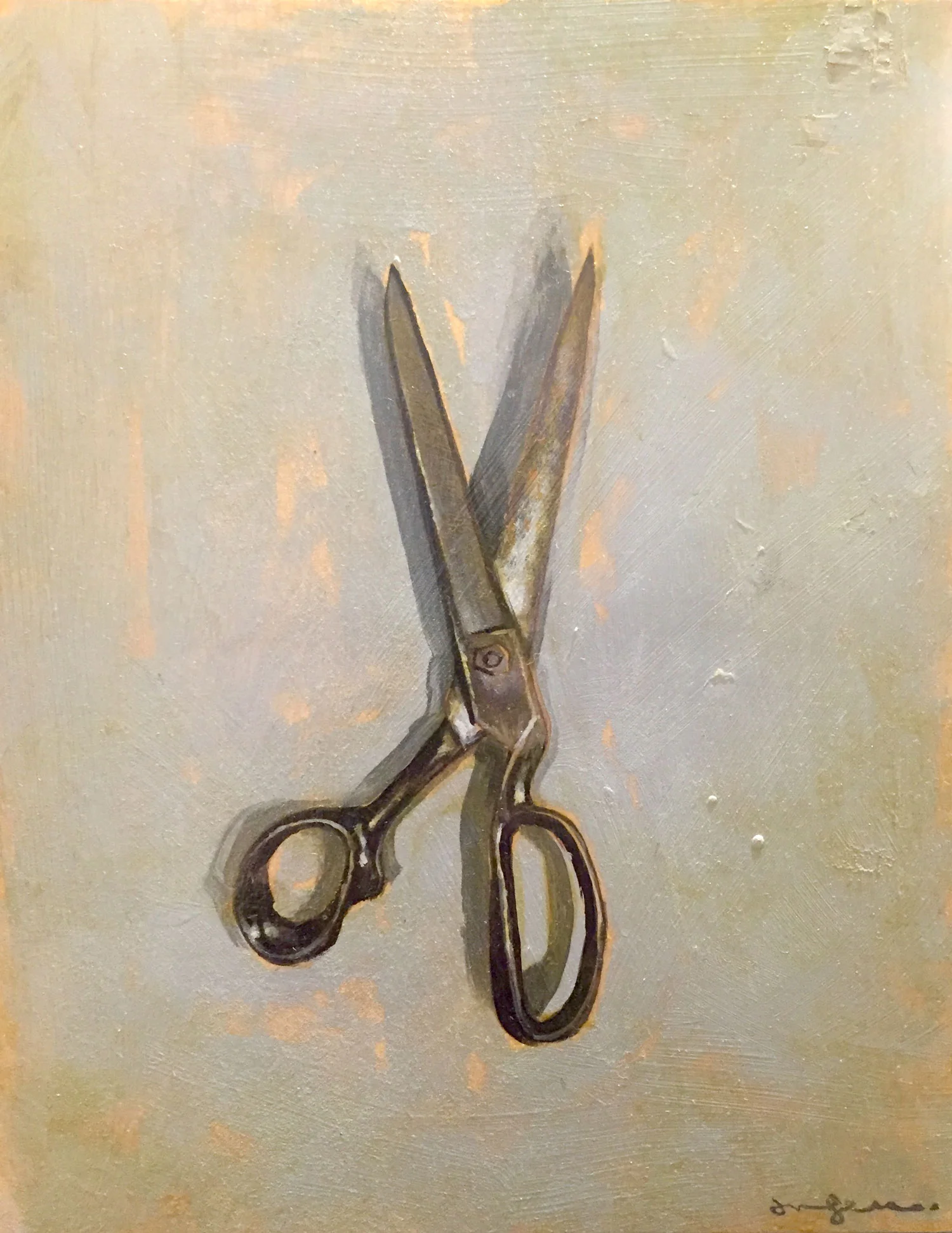 Scissors Oil, Wax, and Sailboat Varnish on Birch 11 x 14 $ 1,400 • SOLD