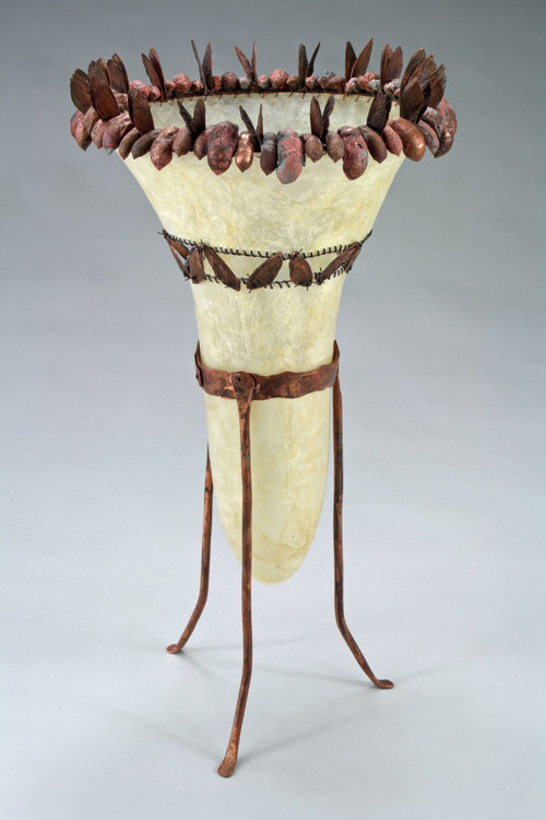 Chorus - 16 x 8.5 x 8.5 - Gut (Hog), Copper Electroformed Cicada Shells, Thread, Resin, Wax $900
