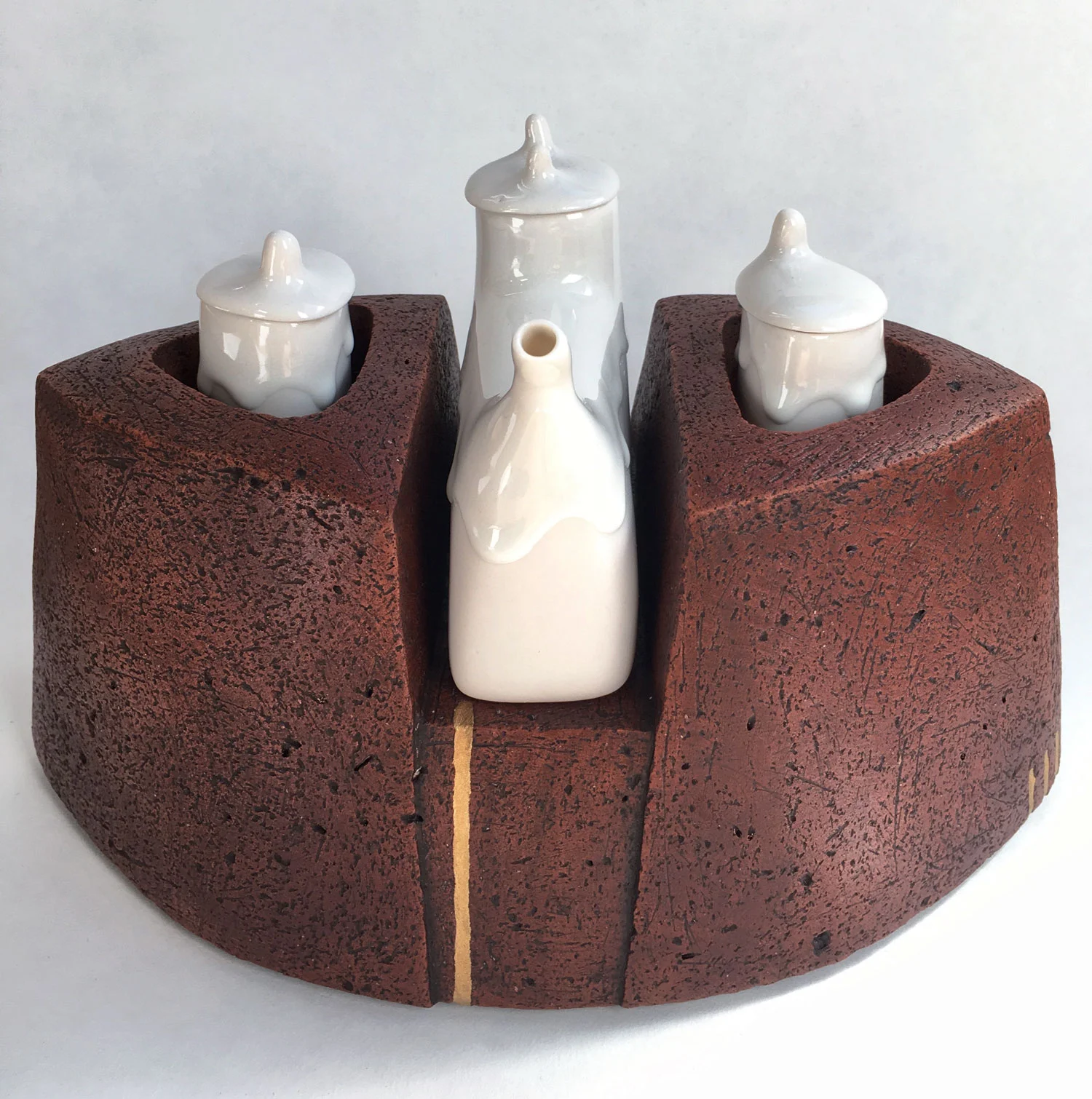Emigrate Immigrate XV Earthenware, Porcelain, and Kintsugi Gold Leaf 6.5 x 11 x 6 $ 675
