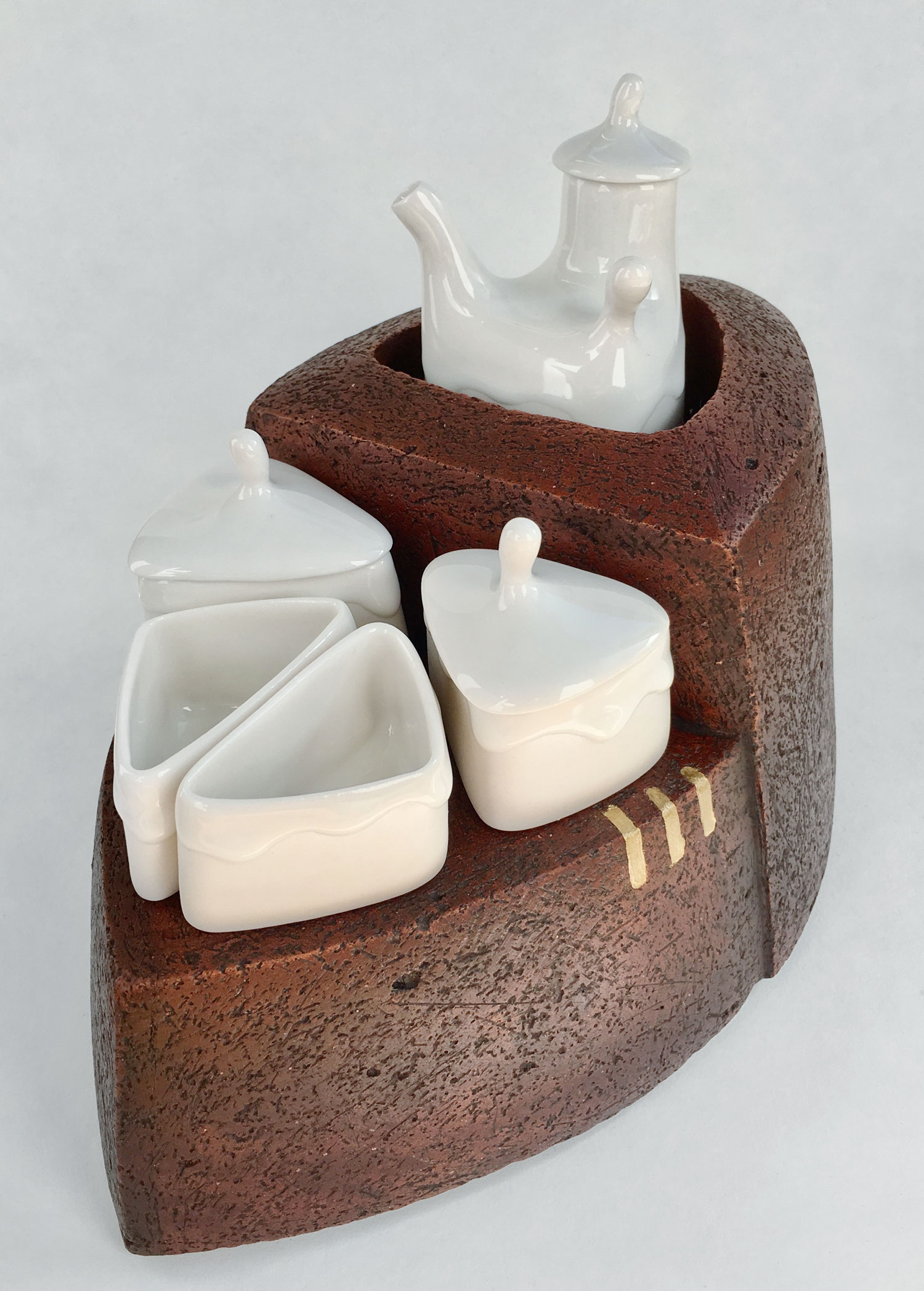 Emigrate Immigrate XII Earthenware, porcelain, and Kintsugi gold leaf 6.5 x 11 x 6 $675