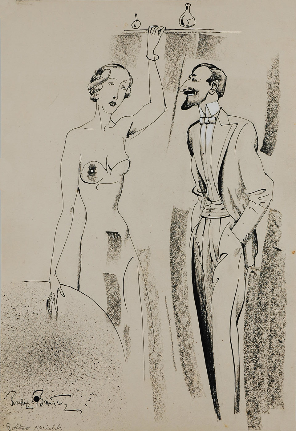 Rudolf Bauer Bolsko Spricht Gouache, ink, and pencil on paper