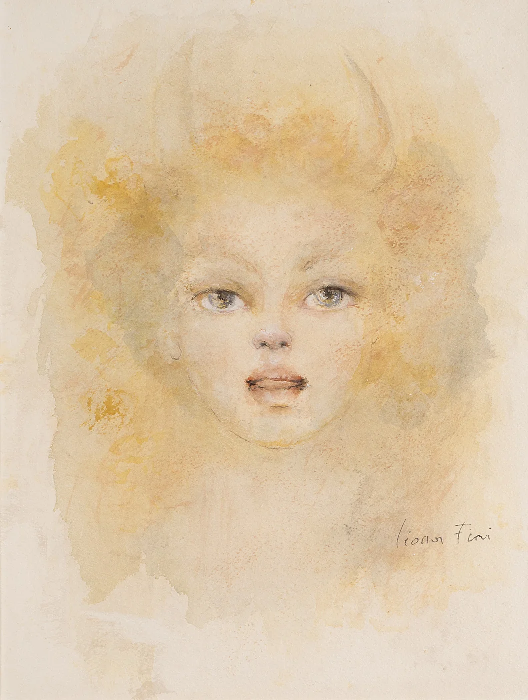 Visage étude Watercolor, pencil, and crayon on paper 13 3/4 x 10 5/8 • SOLD