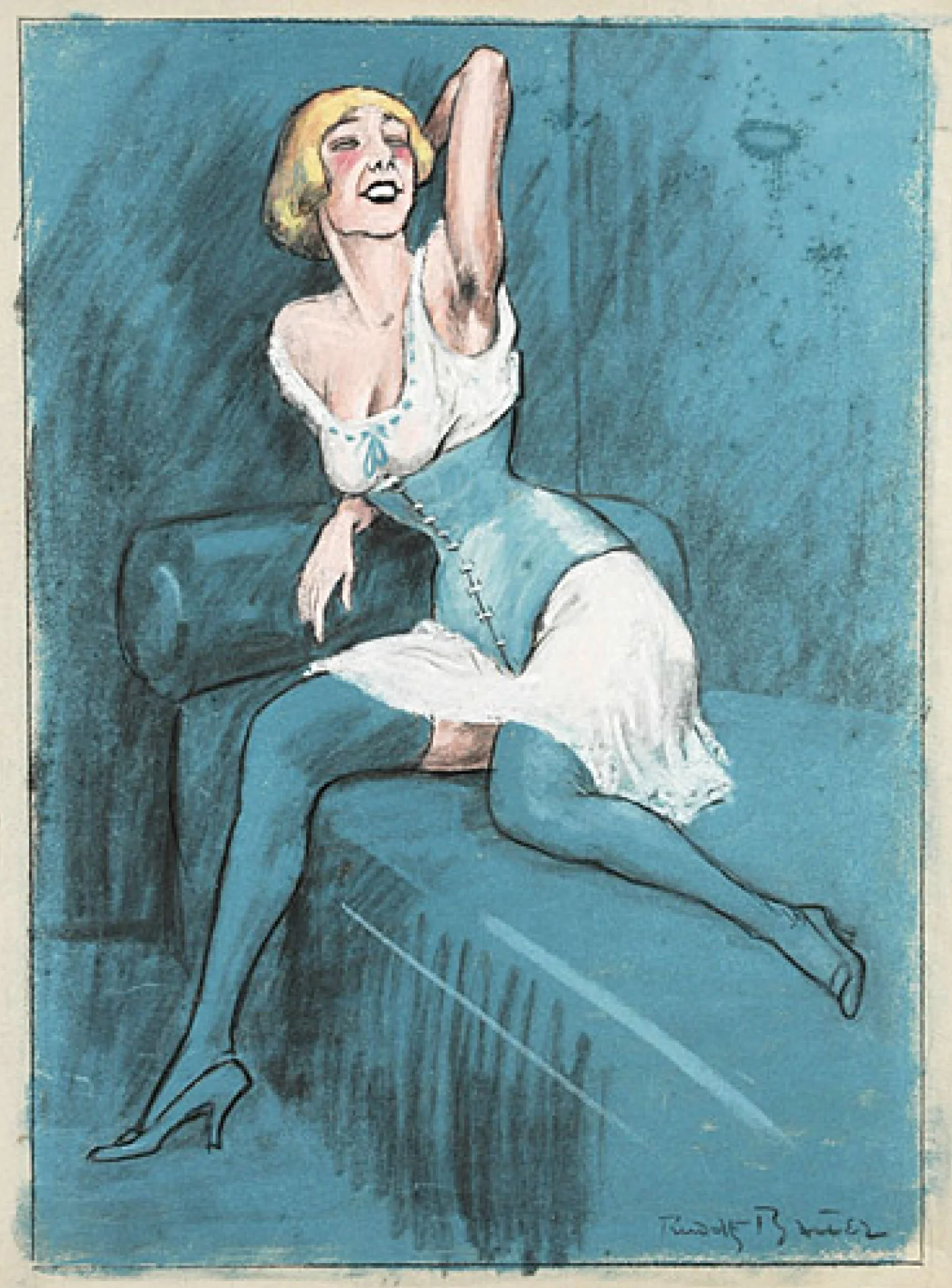 Untitled (blue pastel diva) c. 1909–14 Pastel on paper 19 3/4 x 14 1/2