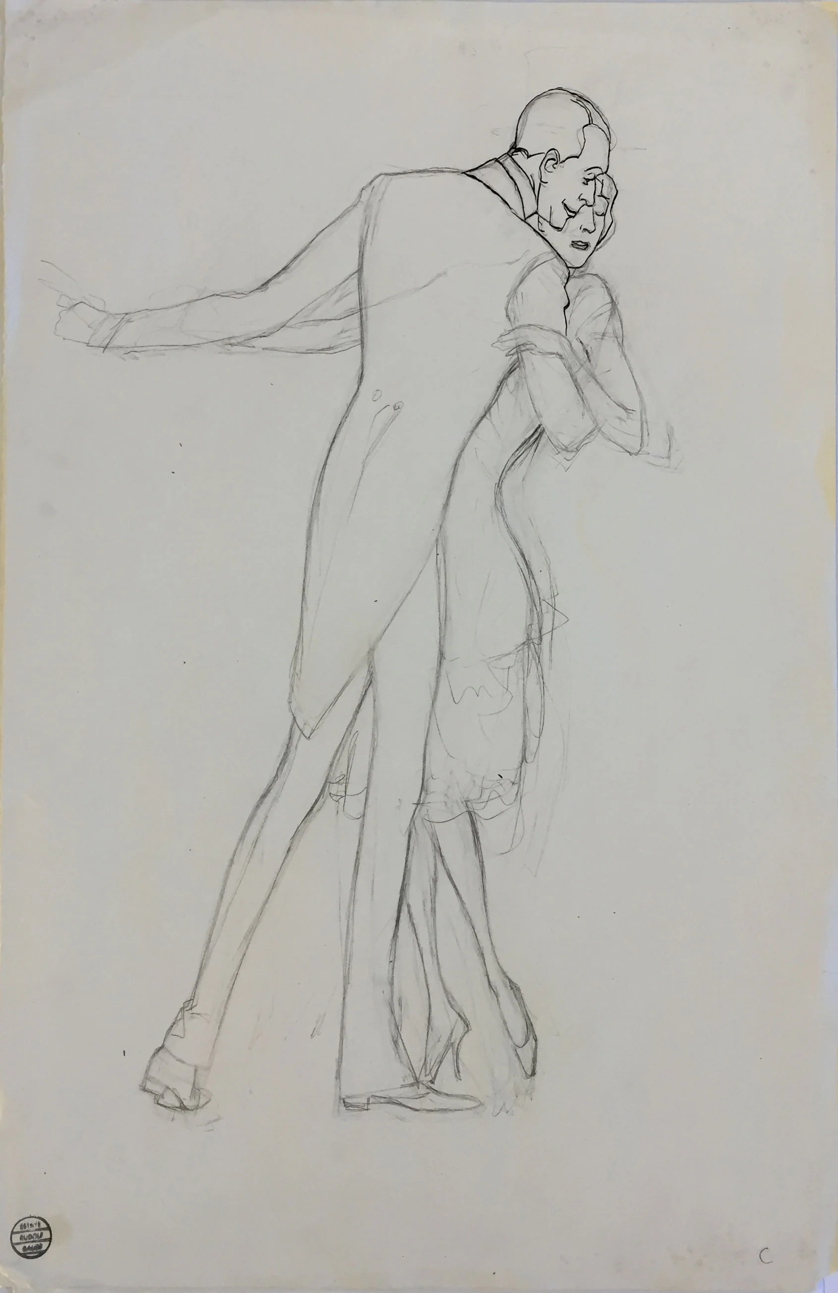 Untitled (couple dancing) Pencil on paper 19 1/2 x 12 3/4