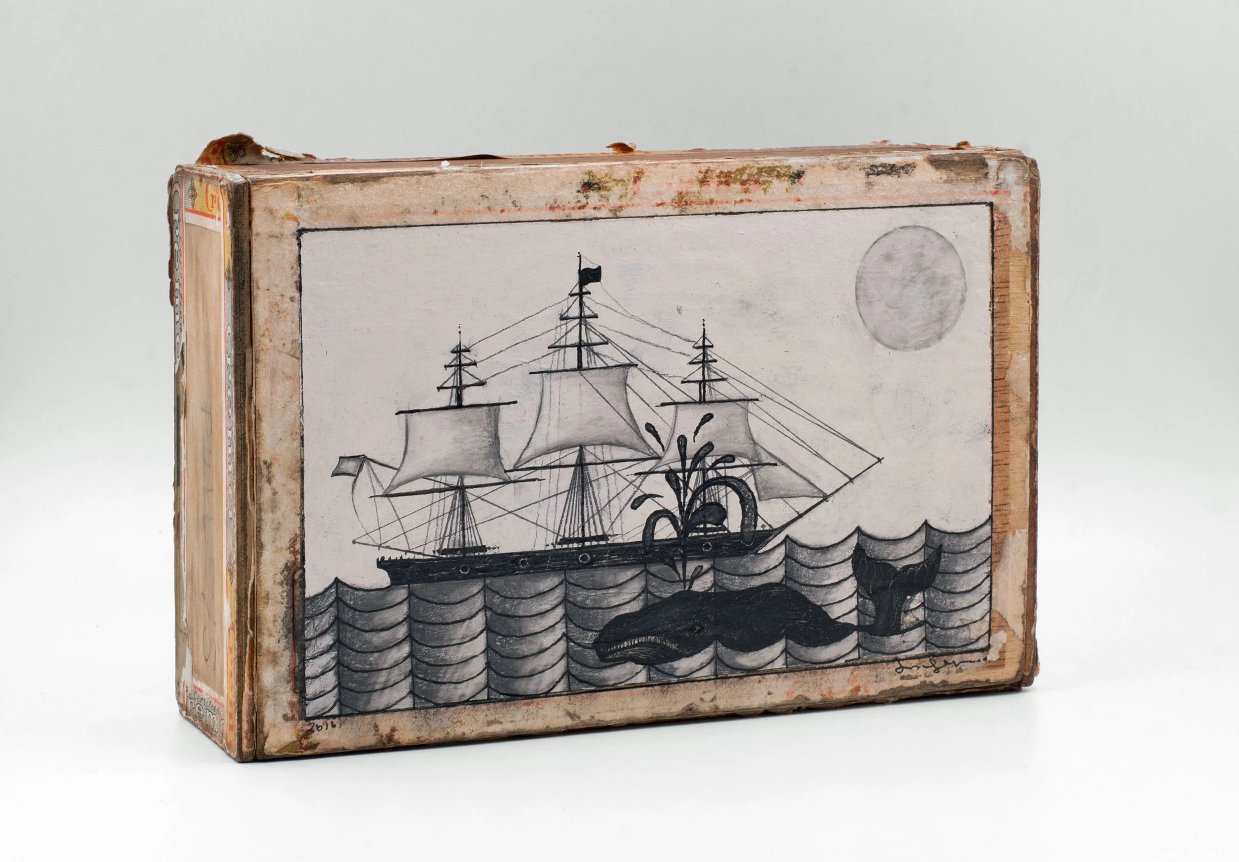 Squirt Ink and graphite on gessoed cigar box 8.5 x 2.5 x 5.5 $ 500