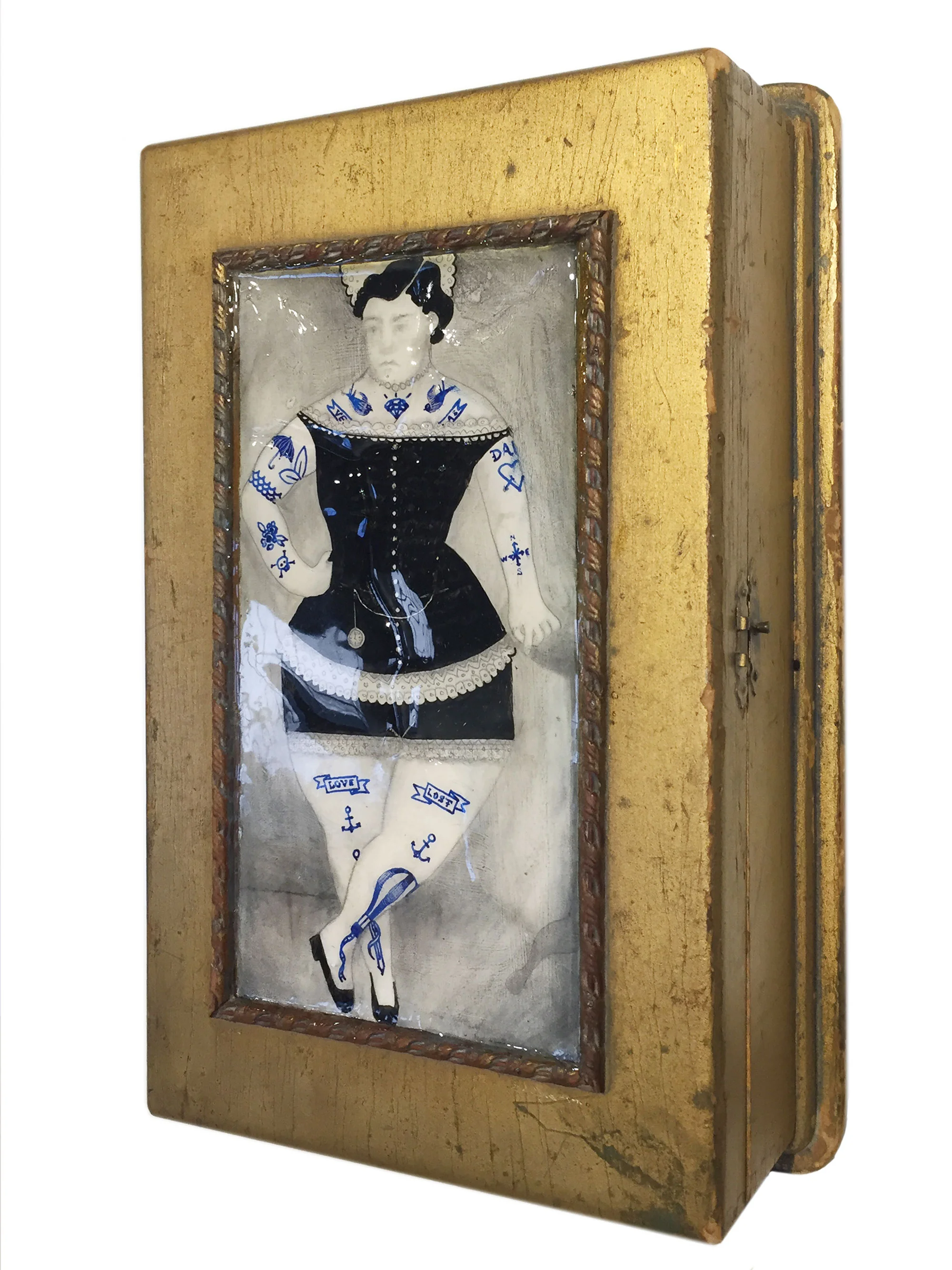 Madam of the Shipyard Mixed media on found object 11.5 x 7.5 x 3 $ 450