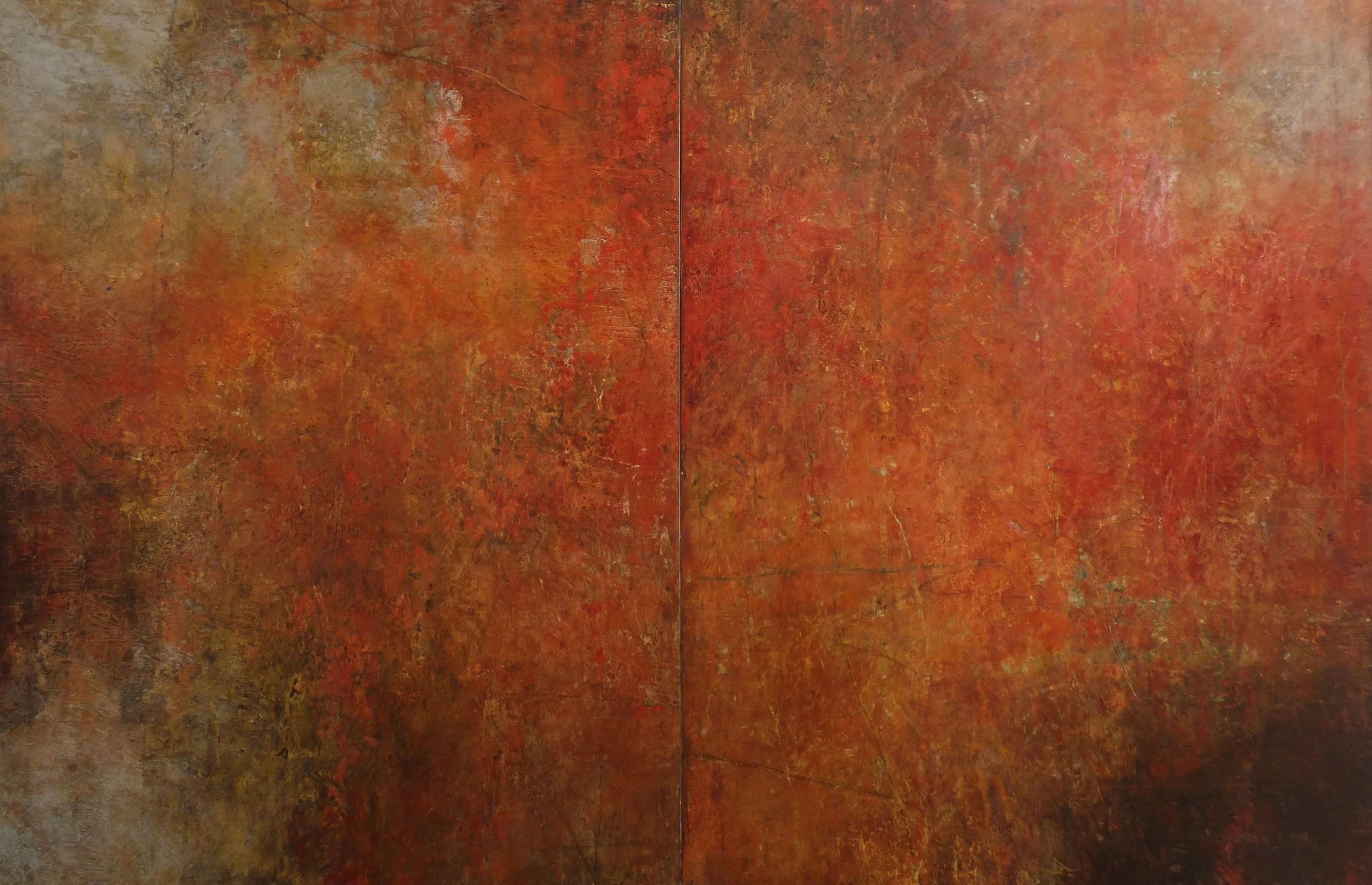 Canyon Trails Oil and cold wax and mixed media on panel 25.5 x 39.5 $ 3,500