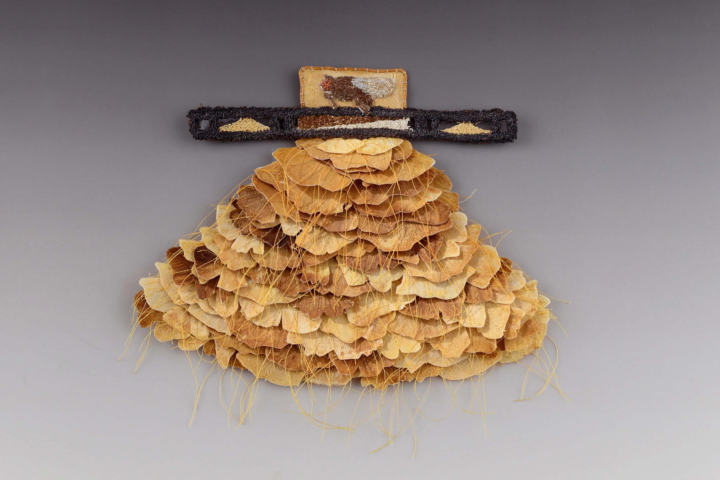 Fertility Apron I Gingko leaves, thread, cloth 7 x 8 $ 1,850