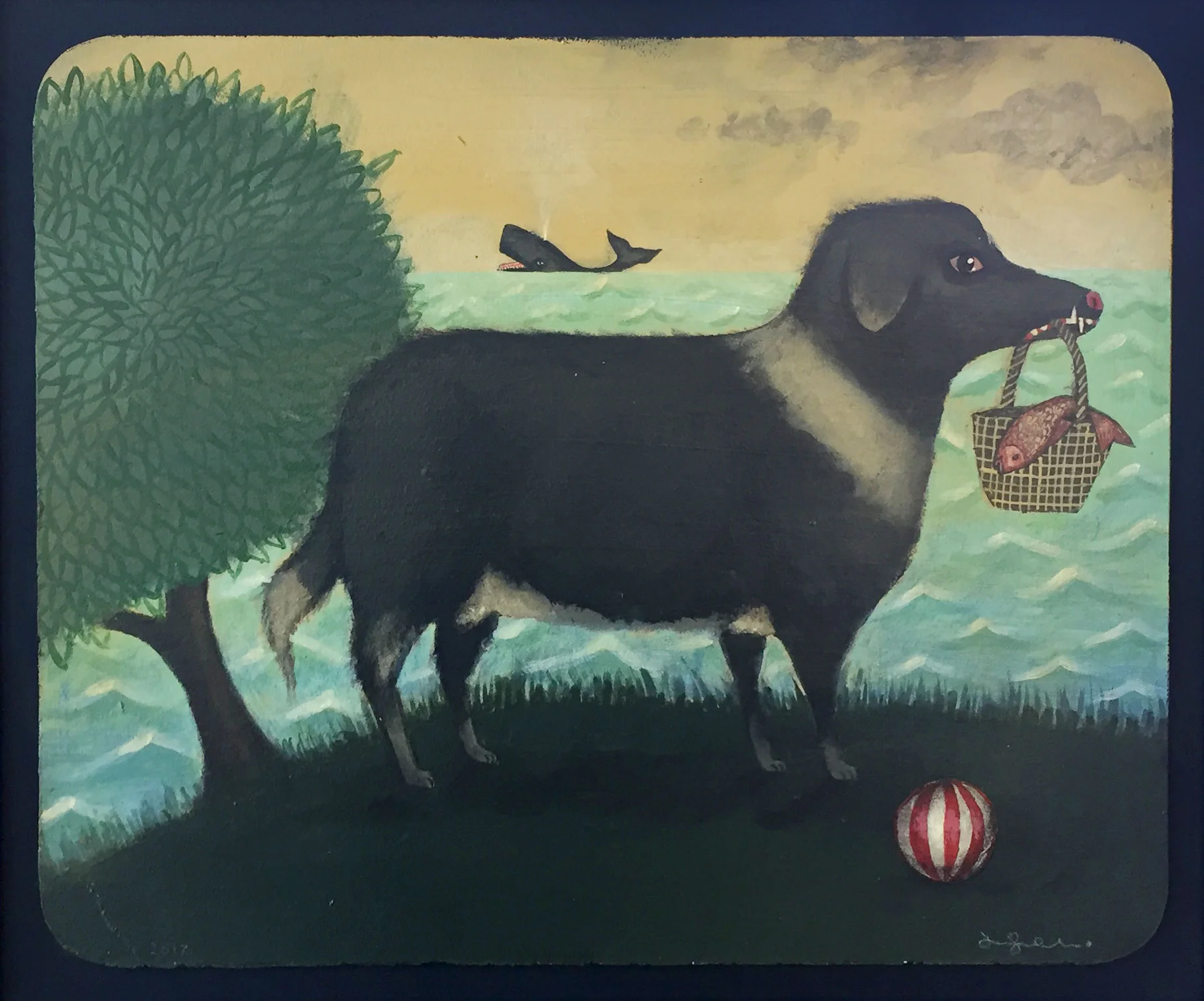 Dog and Basket Oil on panel 20 x 24 $ 2,800