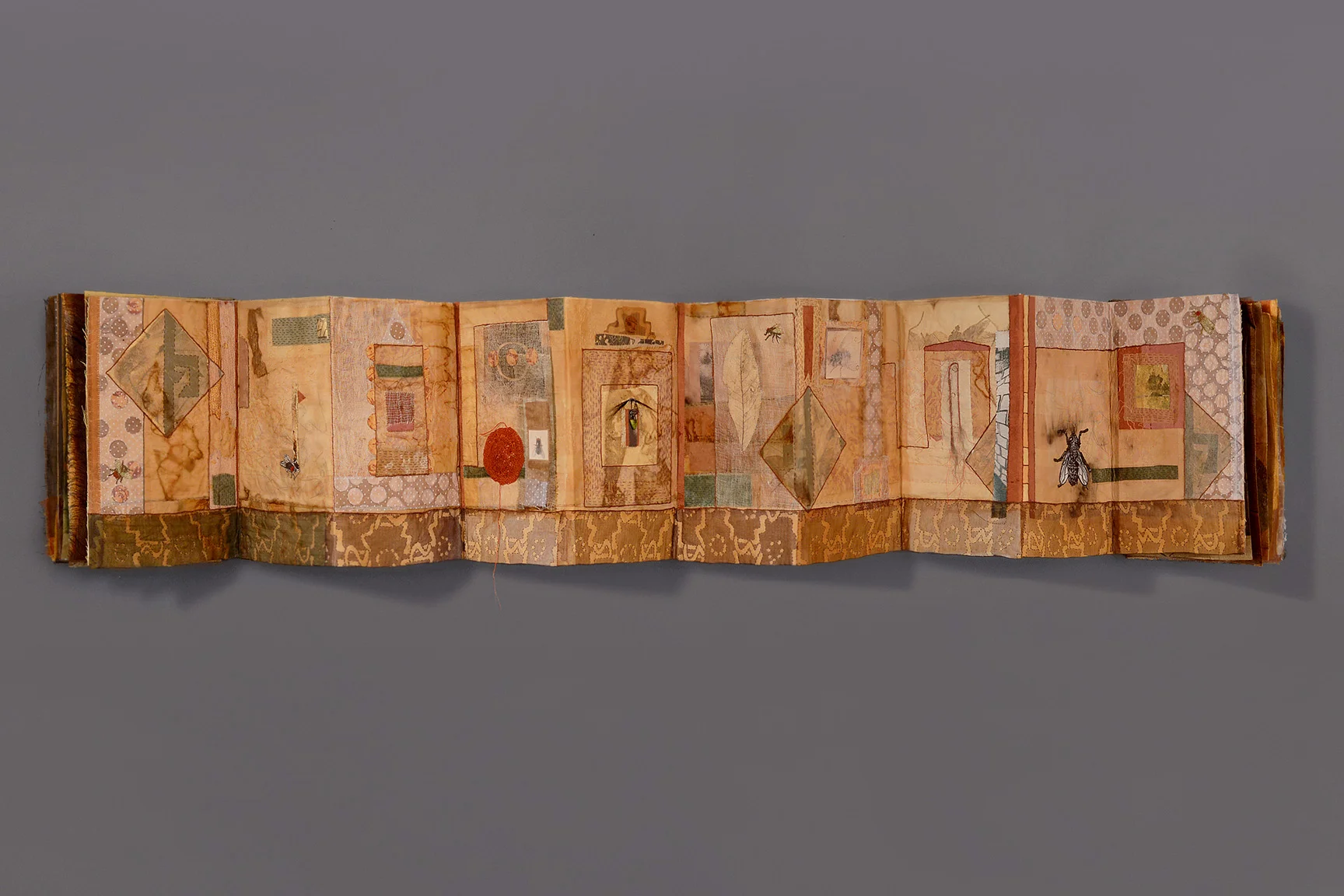 Book: Chapter One – Home at Last Cloth, thread, paper, leaves, mixed media 15 x 60 x 9 $ 8,750