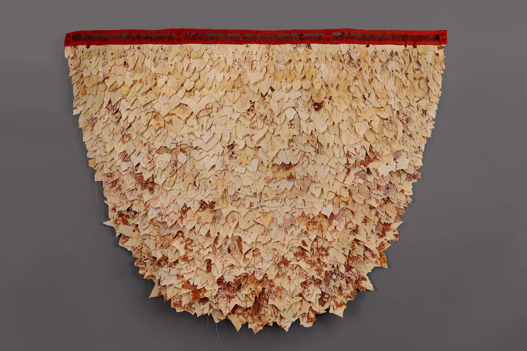 Cloak Leaves, cloth, thread, hardware cloth, wood, handmade paper 53 x 64 x 6 $ 8,500