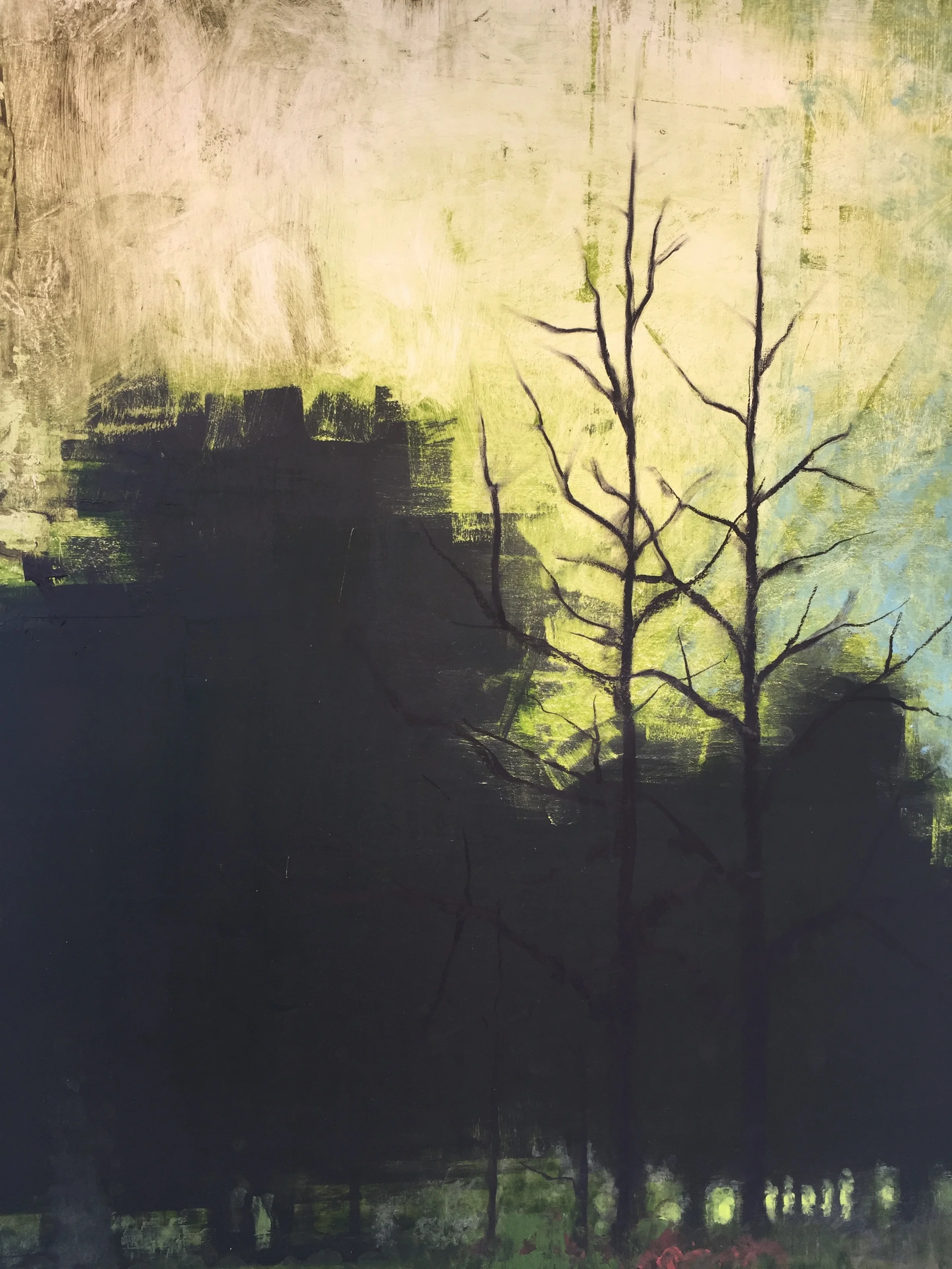 Treeline at Eventide VIII Oil, wax, tar, and paint stick on panel 30 x 40 $ 3,600