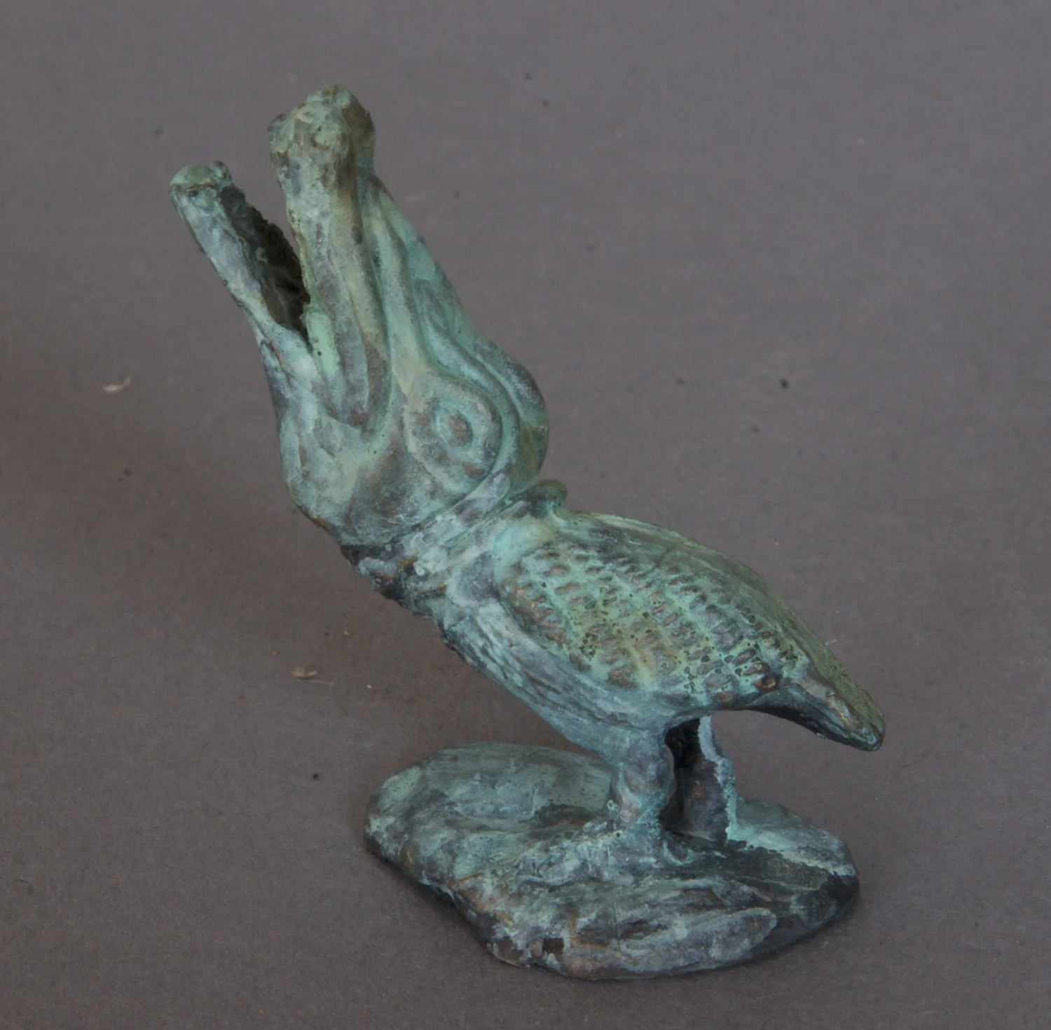 Alligator Bird Bronze with liver of sulfur and cupric nitrate 1" tall $ 50 • SOLD