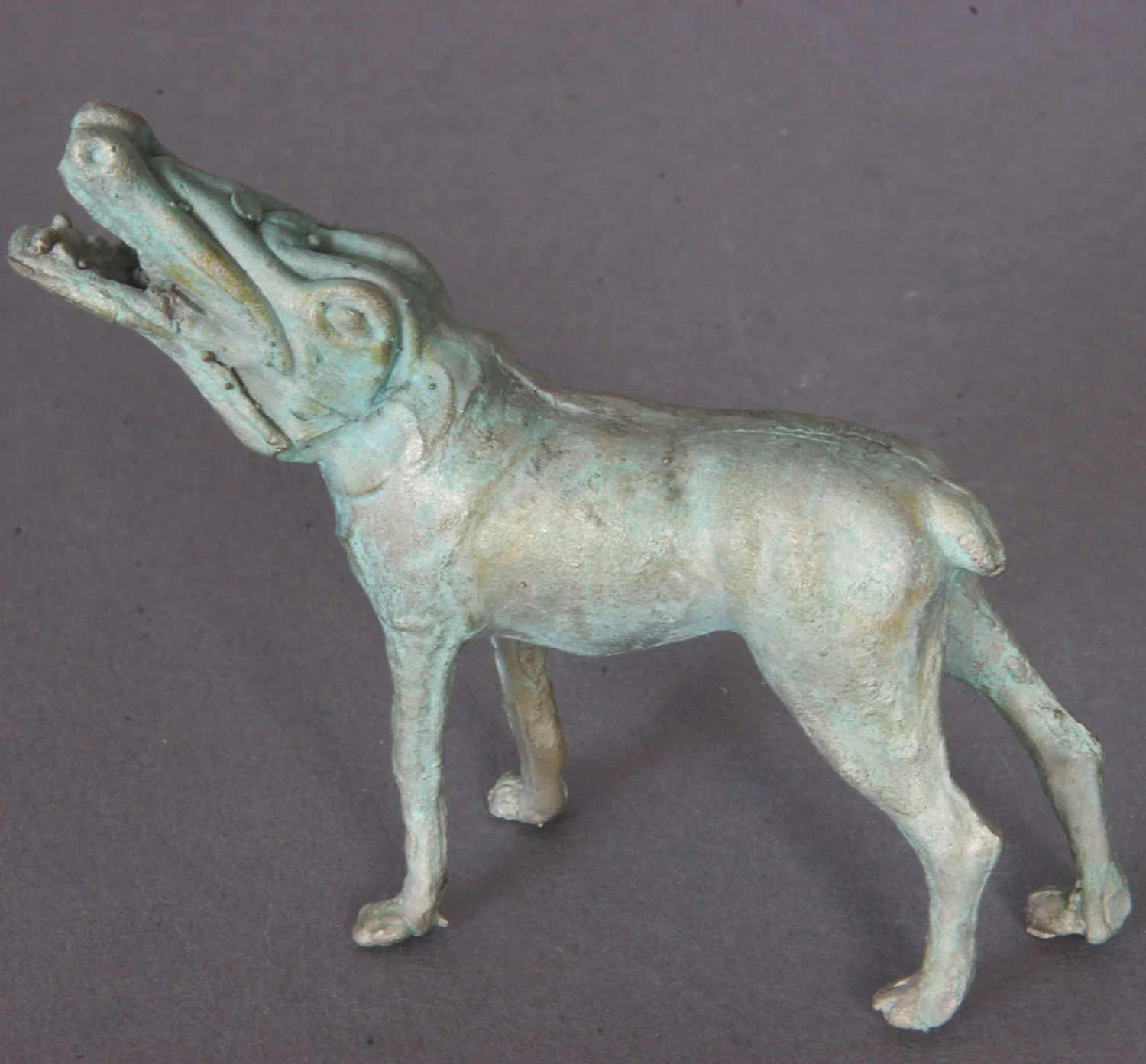 Alligatordog Nickle plated bronze with cupric nitrate 2" tall $ 86