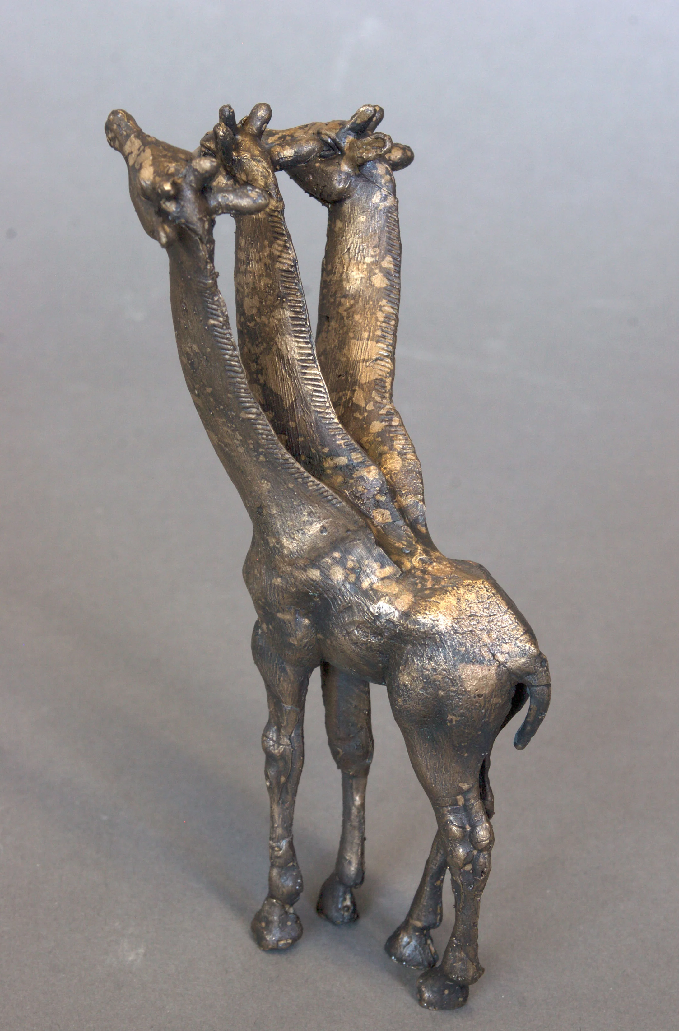 Giraffe Threeheads Bronze with liver of sulfur 5" tall $ 96 • SOLD
