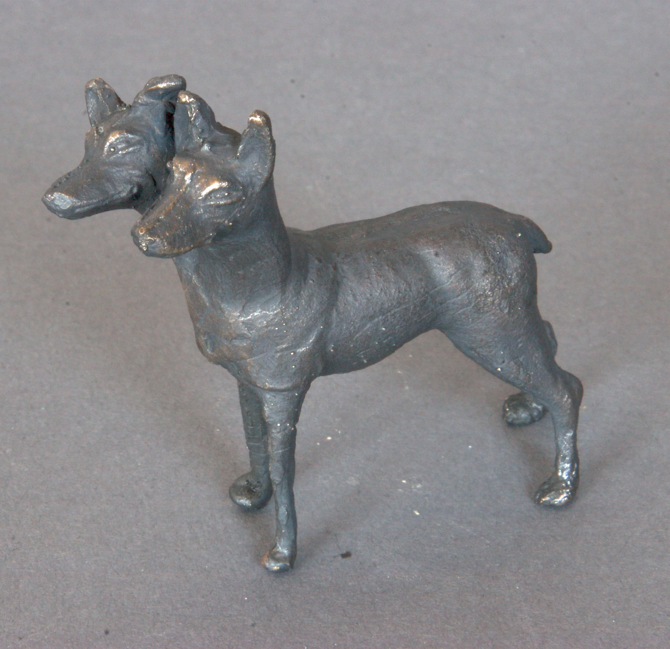 Twoheaddog Bronze with liver of sulfur 2" tall $ 86 • SOLD