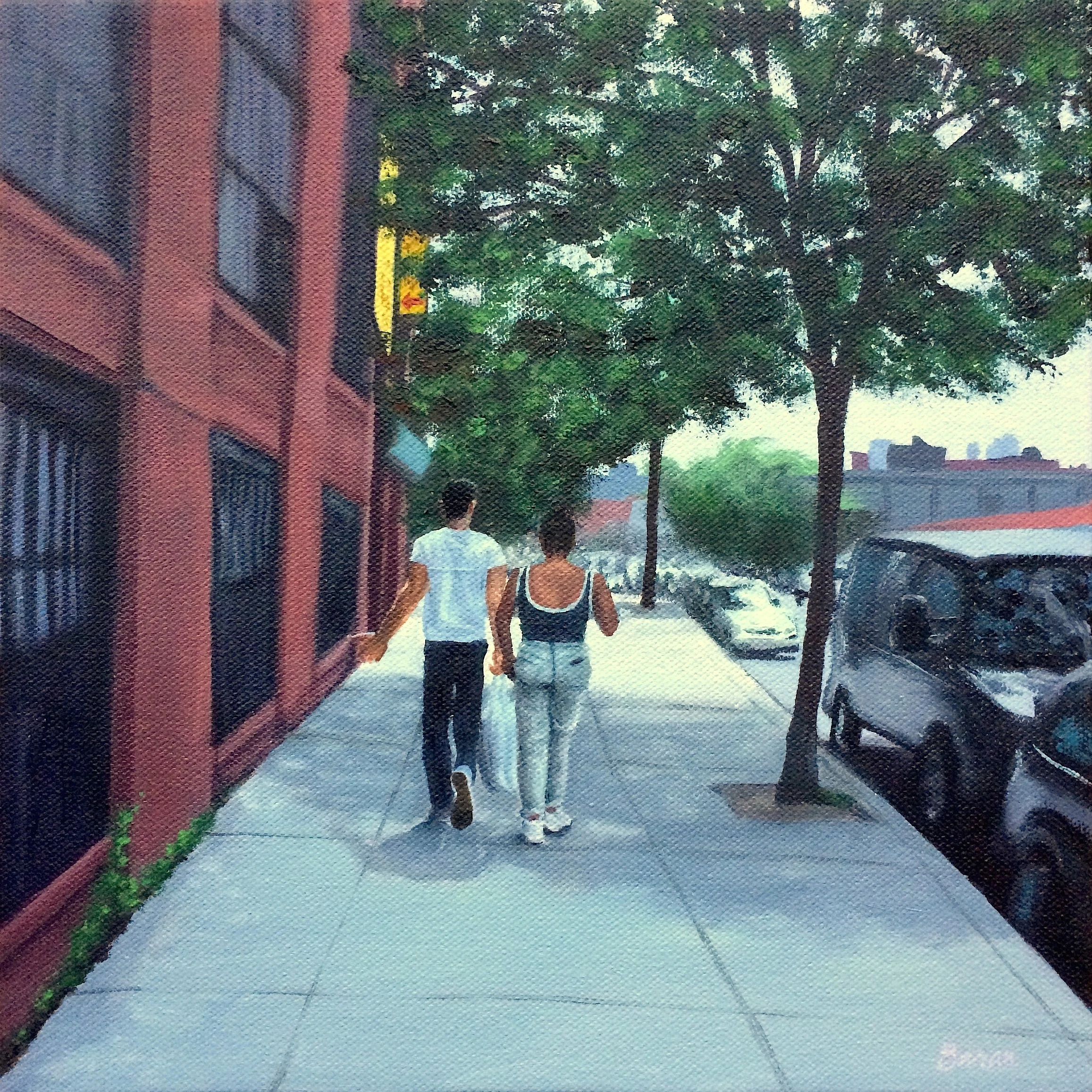 Laura Baran, Summer Sidewalk , oil on canvas, 12 x 12, $500