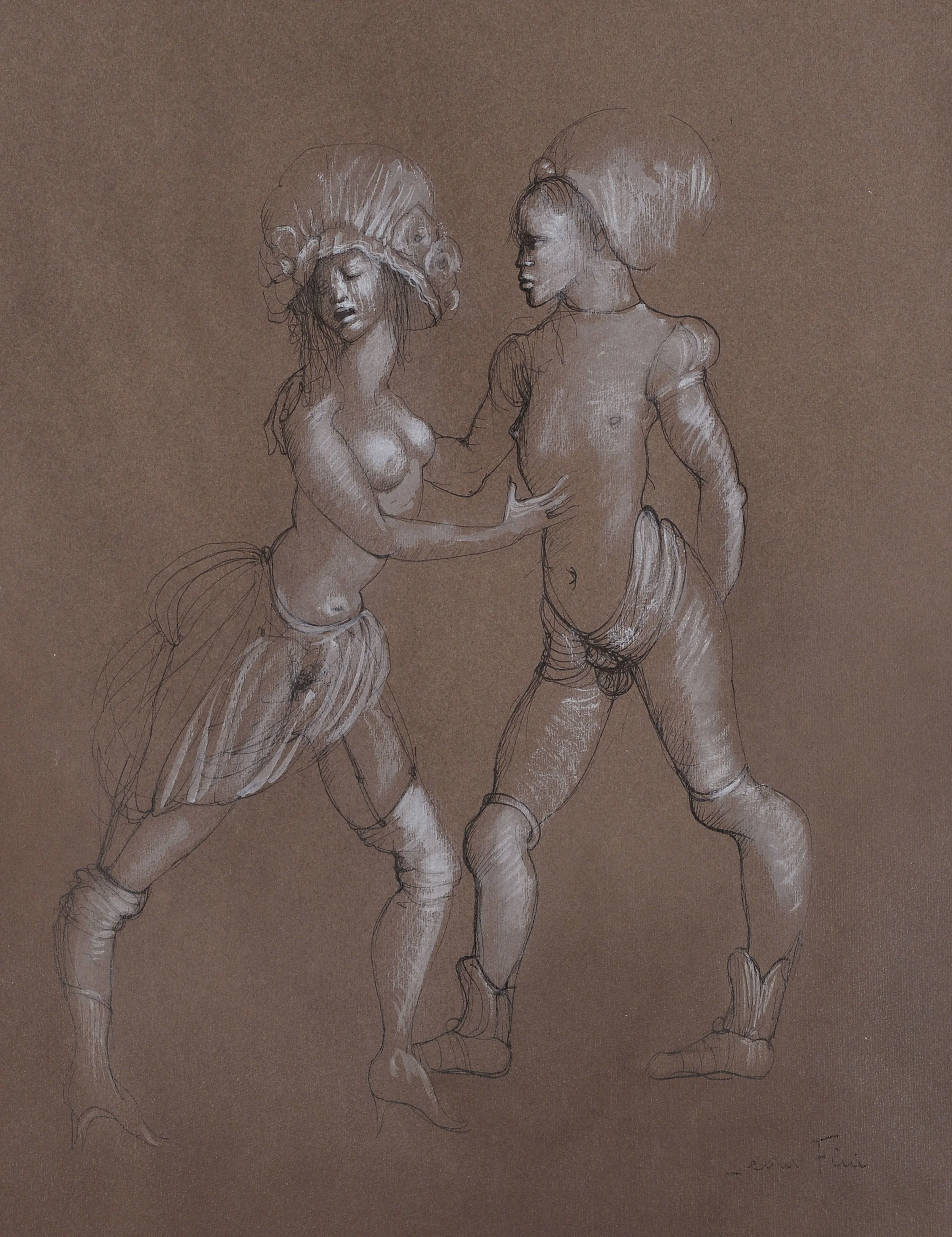 Two Figures n.d. Pen and watercolor on paper 15 3/4 x 12 1/4 call for price