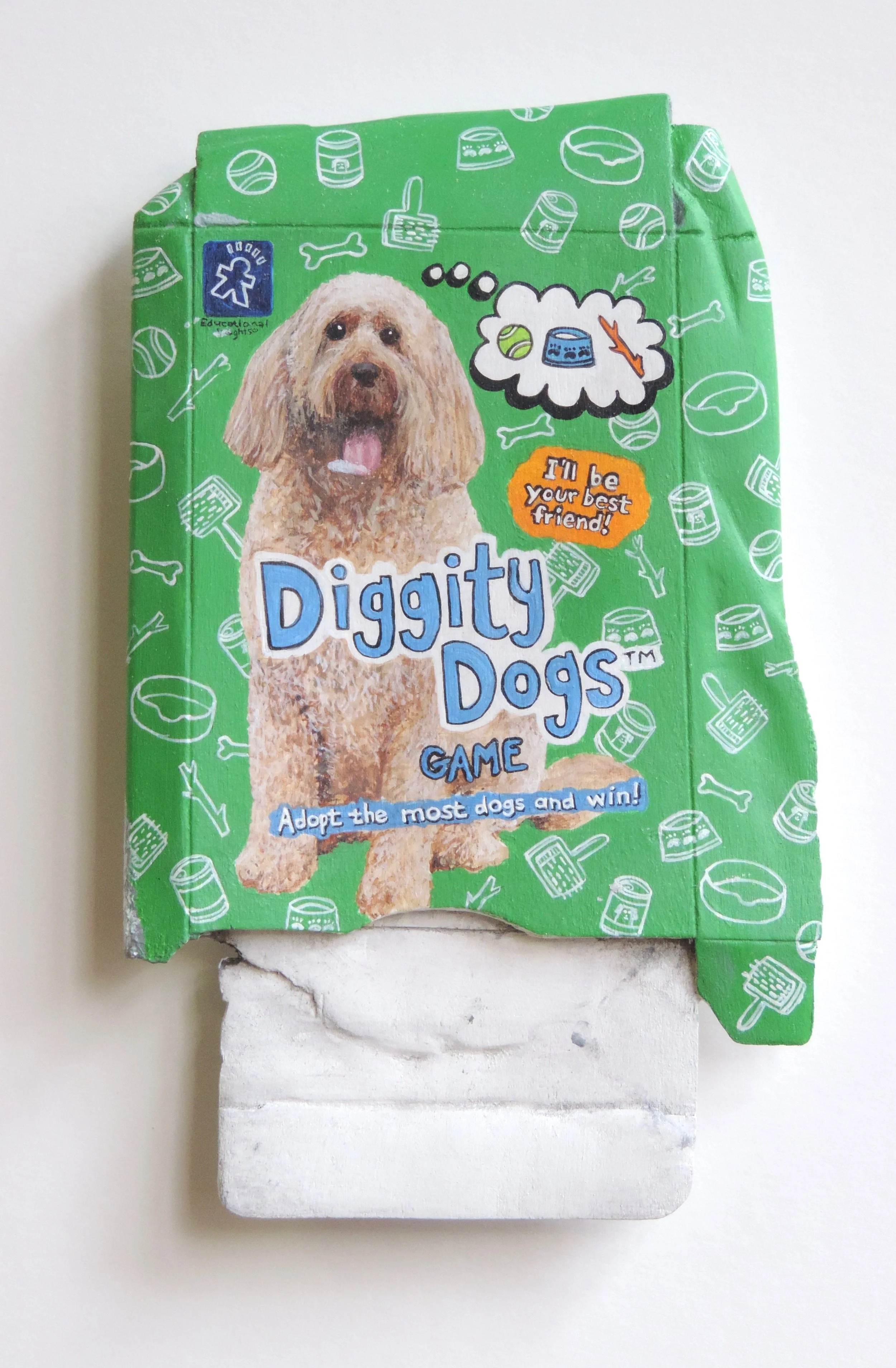 Diggity Dogs (1.5x) Acrylic on bass wood 8 x 5 $ 950