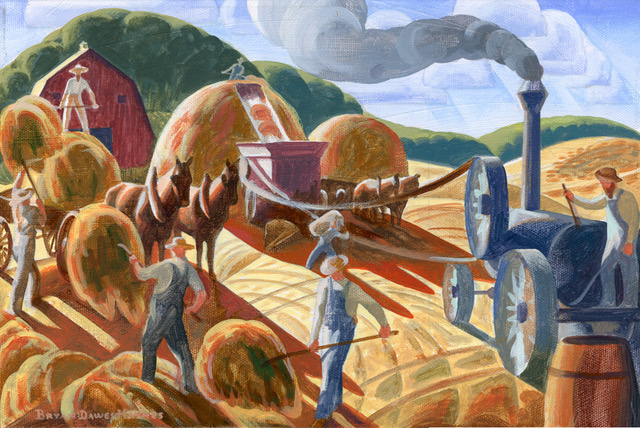 Threshing Acrylic on canvas 9 x 12 $ 2,400