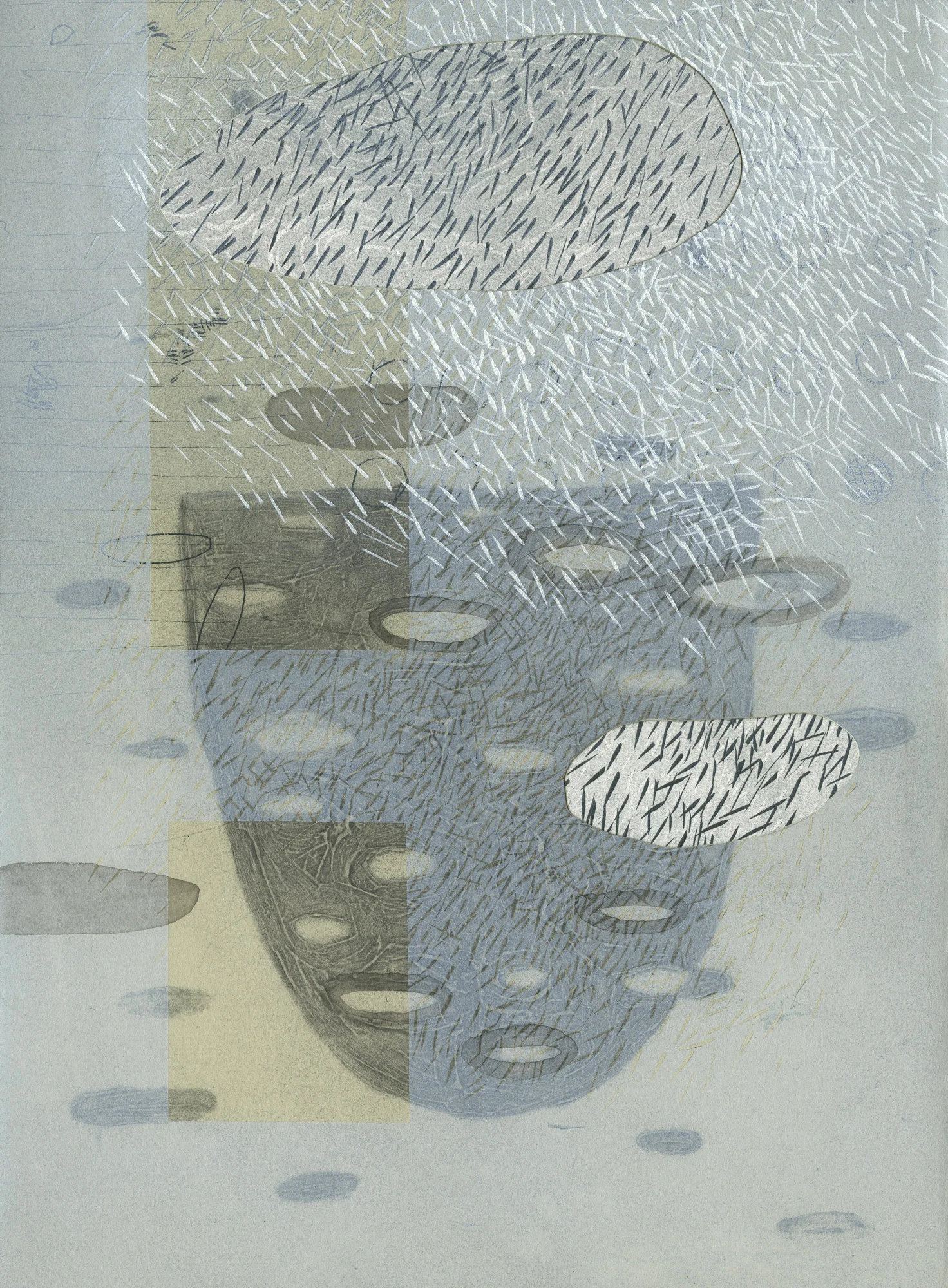 if we are to believe things (Blizzard No. 6) Collograph monotype and collage on paper 17 x 13.5 $ 300