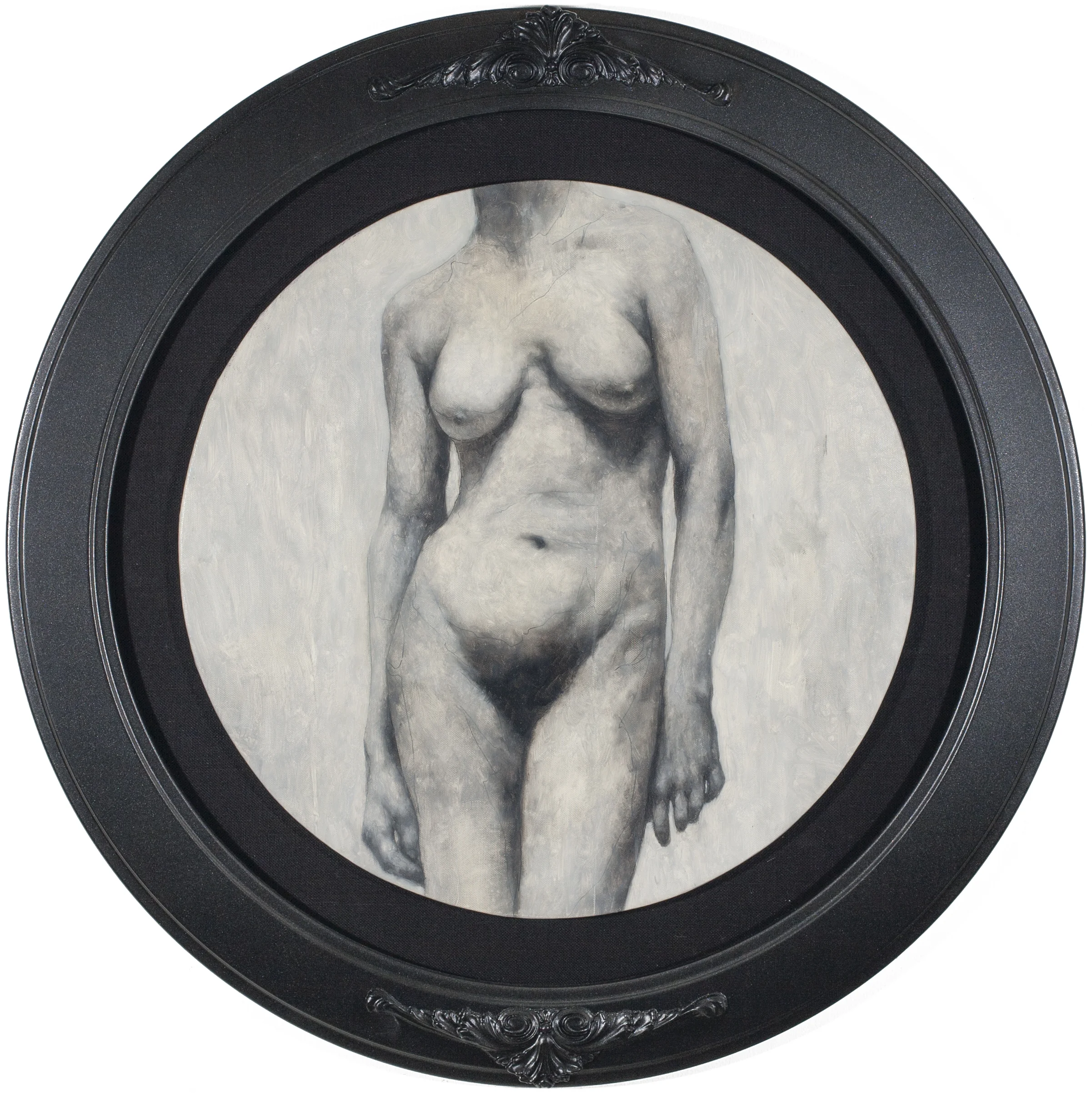Andy Llanes Bulto Serie Lunar / Lunar Series No. 2 Oil on canvas 29 inch diameter