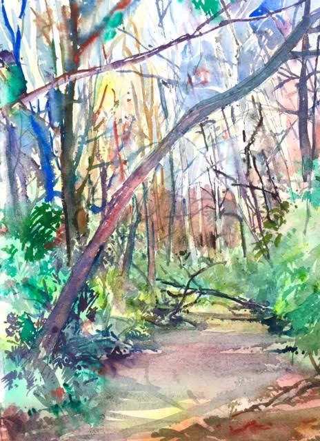 Mark Grundy, Late Fall Creek - Columbia, MO, Watercolor on Paper, 11 x 14, $300