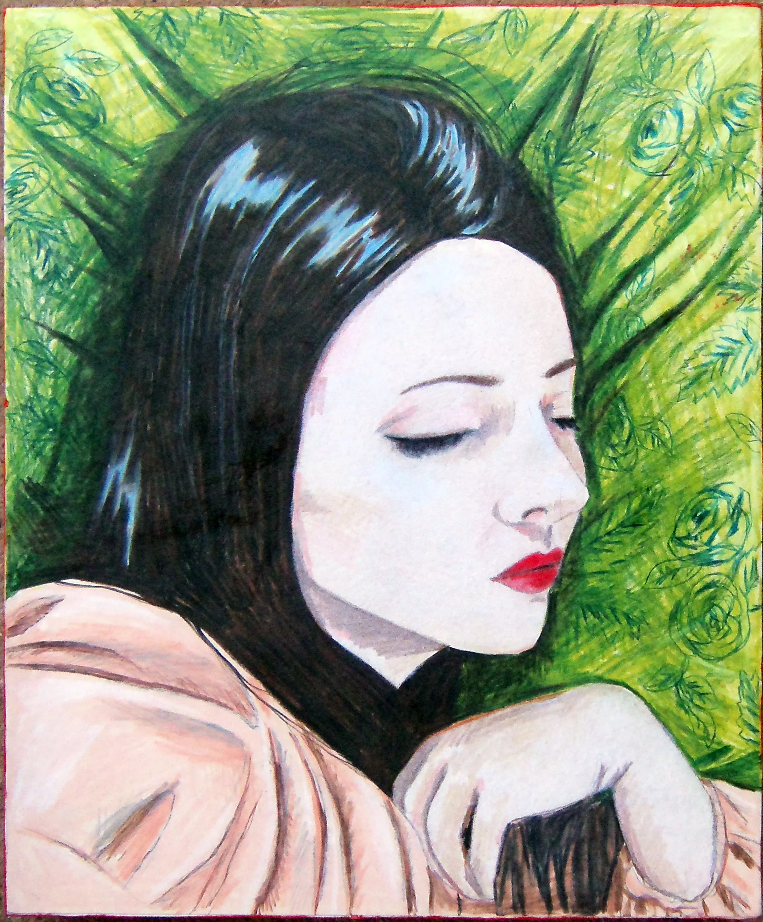 Claire Stigliani, Dreaming, Colored pencil and blocking on panel, 14 x 11, $1,500