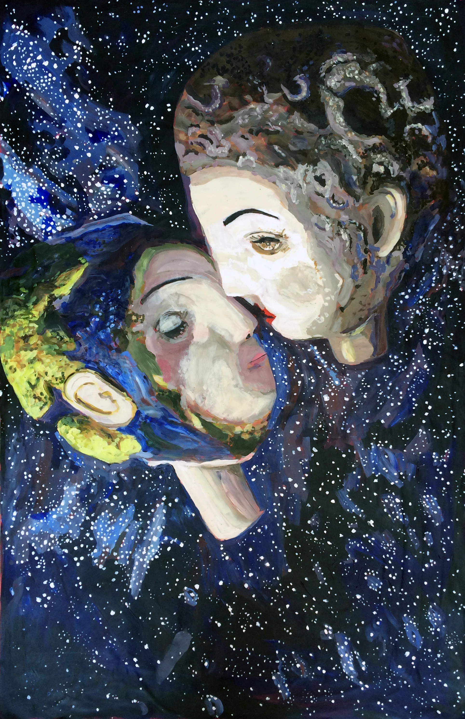 Earth Meet Moon Acrylic on paper 38 x 24 $ 2,500
