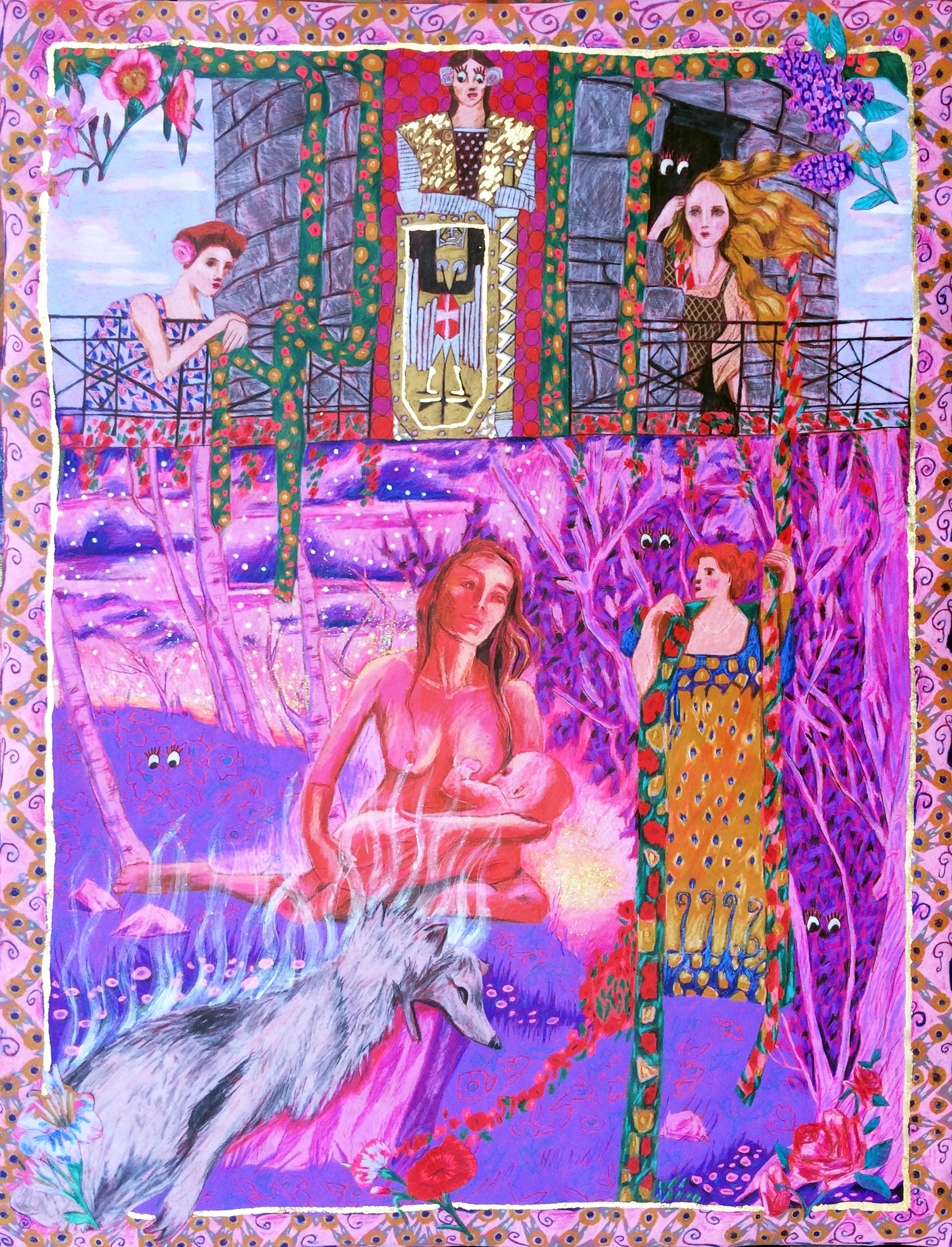 The Goat Girl/Girl in form of Wolf Mixed media on paper 24 x 19 $ 2,000