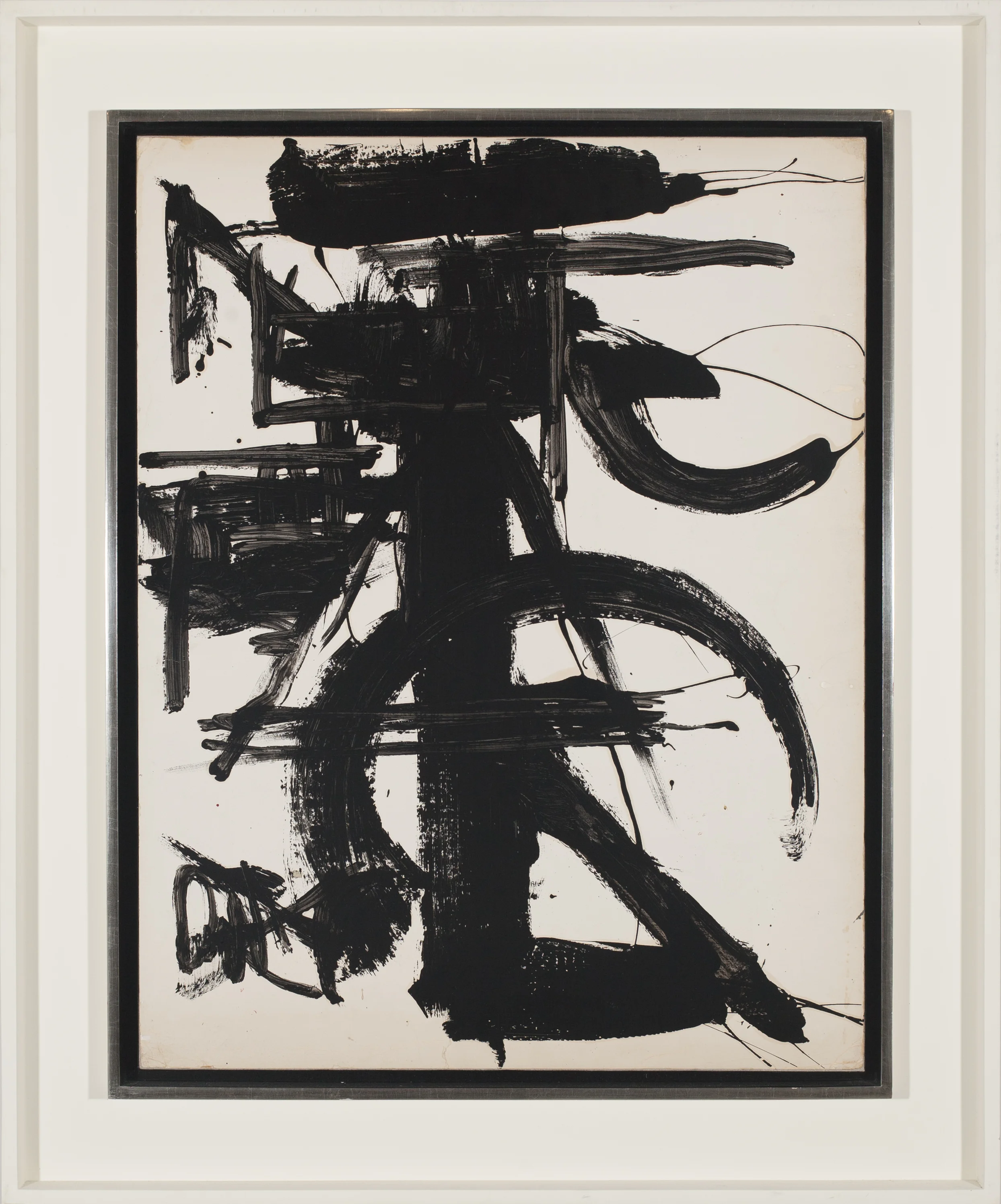 Michael Corinne West Black & White with Abstract c. 1970 Enamel on oaktag 28 x 22