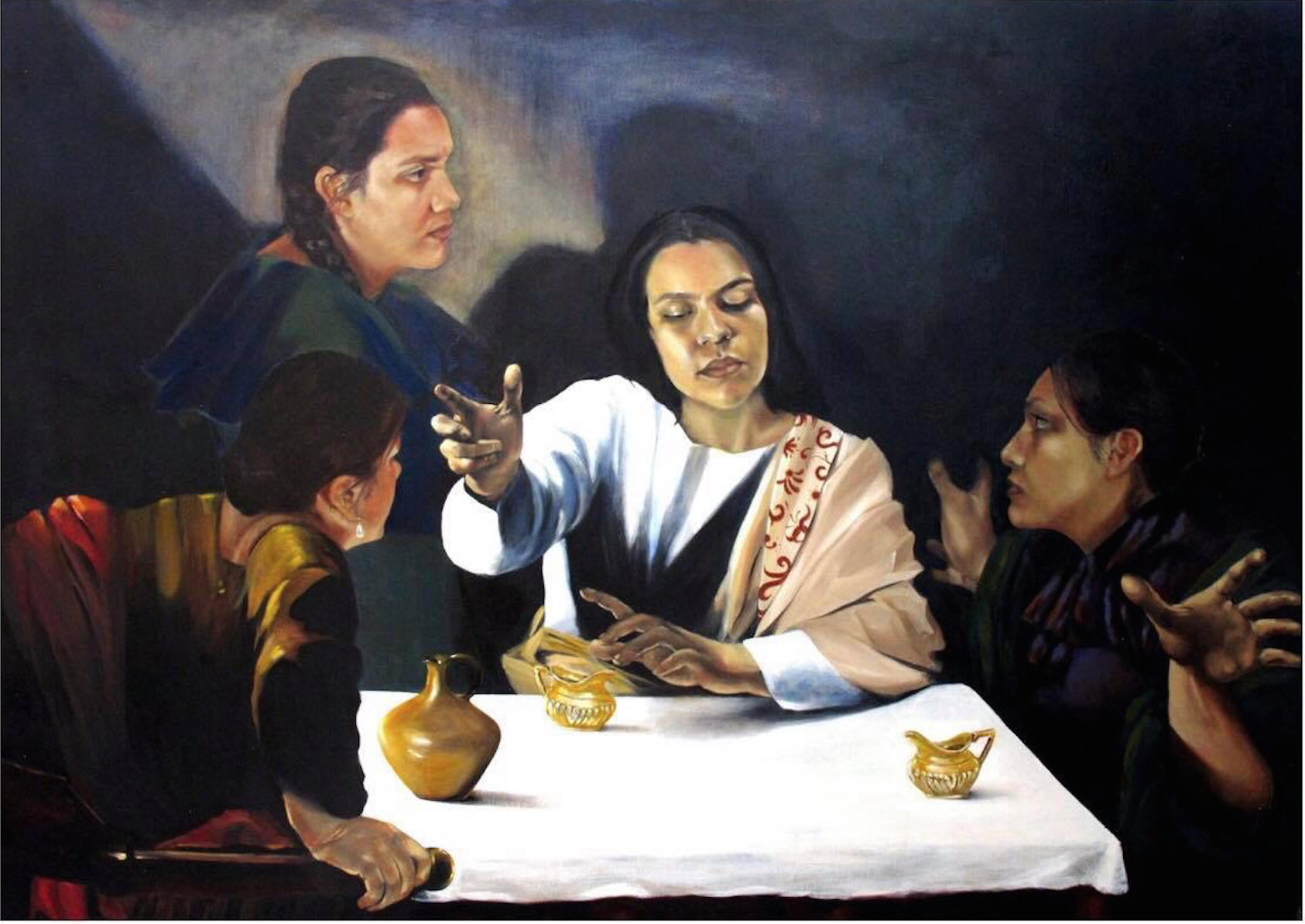 Carina Jimenez, “ Dialogo de la Sombra-Dialogue of the Shadow” , Oil painting on canvas, 41.25 x 46.50, $8,000