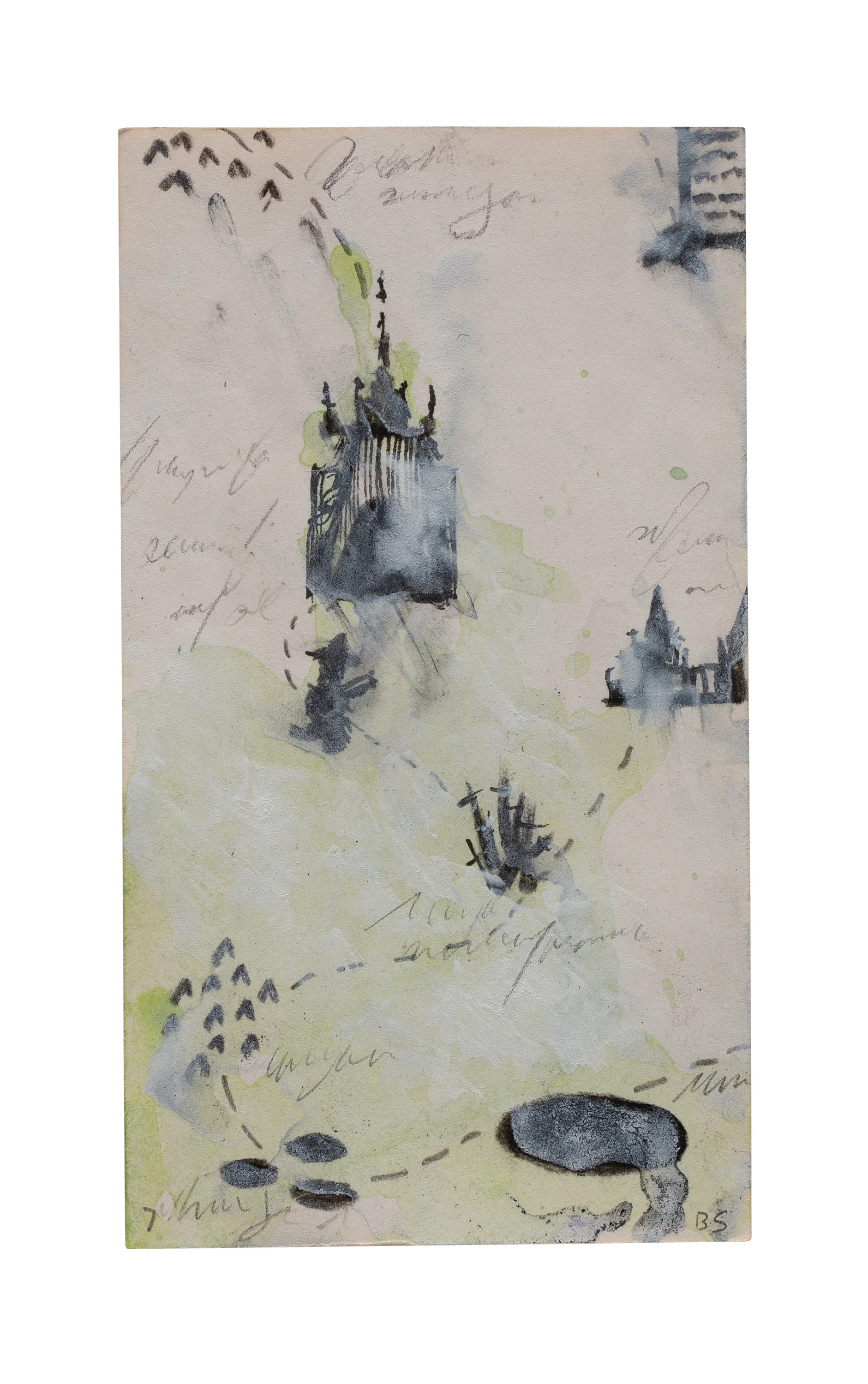 Ezu 7 Acrylic, charcoal, and pencil on paper 4 x 2.25 $ 250
