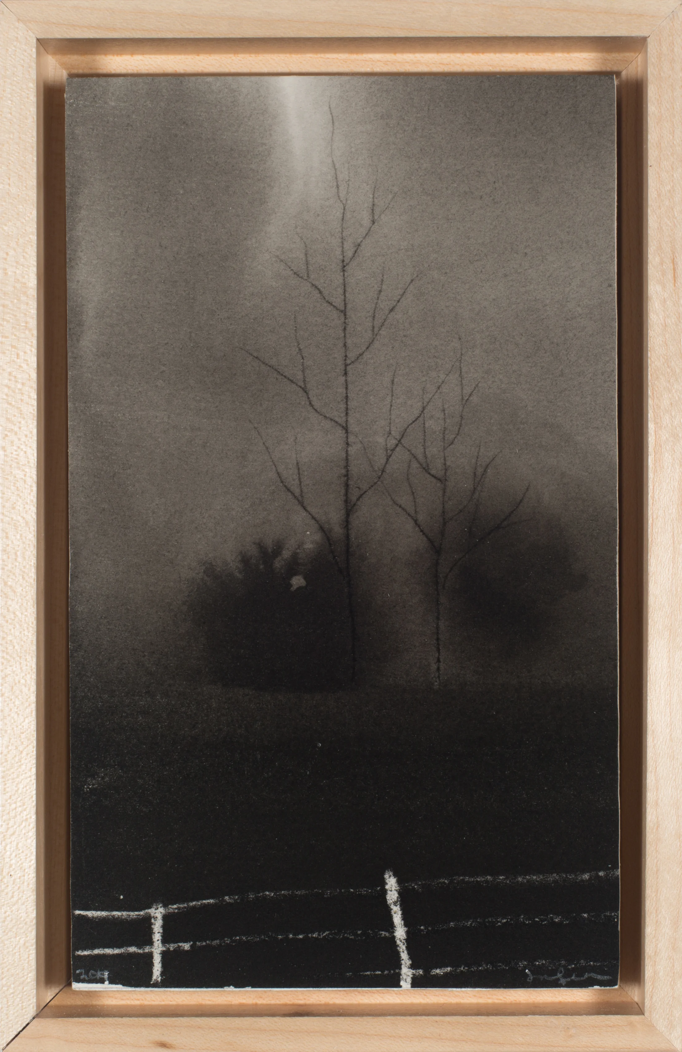 Fog and Fence Ink and salt on paper $ 350