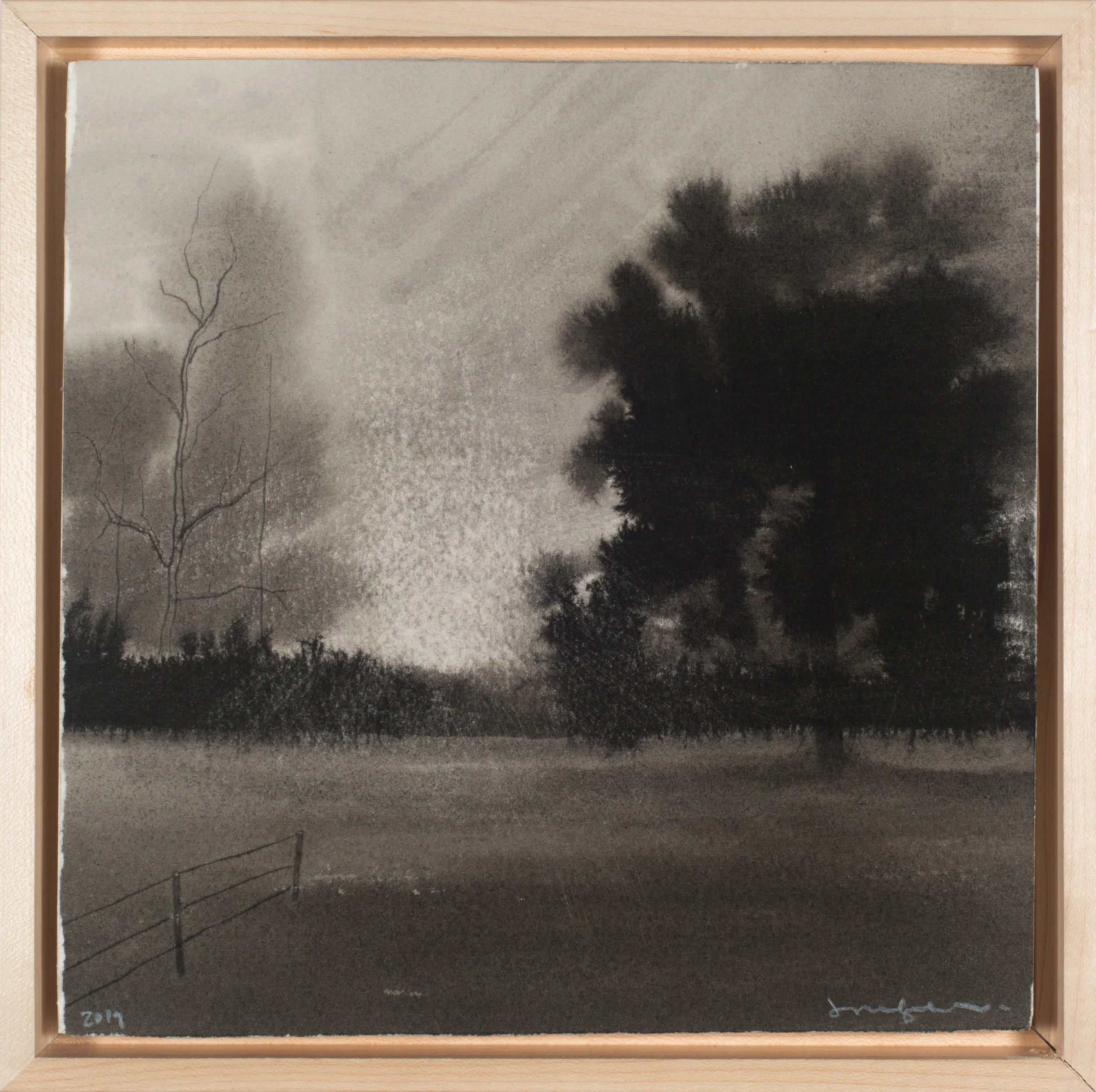 Fence and Field Ink and salt on paper $ 450