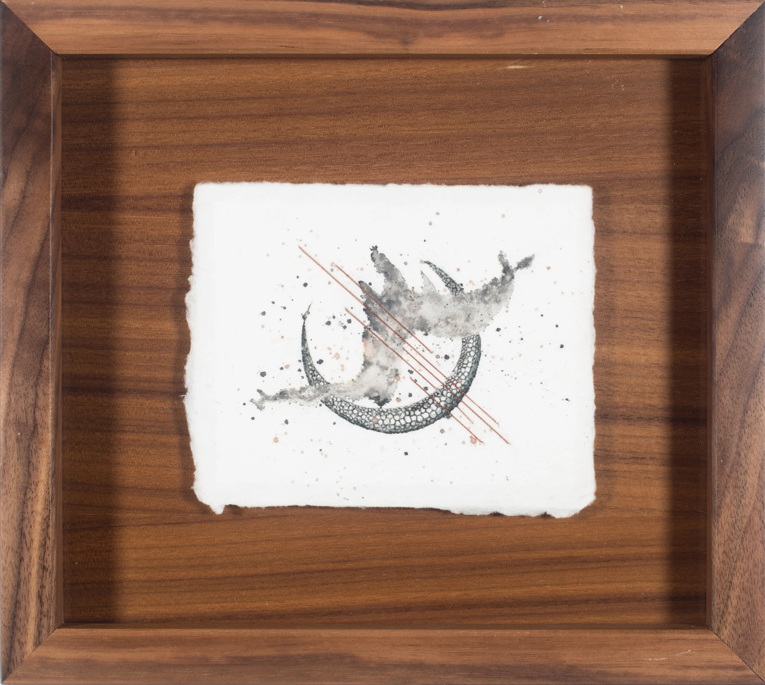 Crescent Ink, watercolor, and copper thread 6 x 7 $ 450