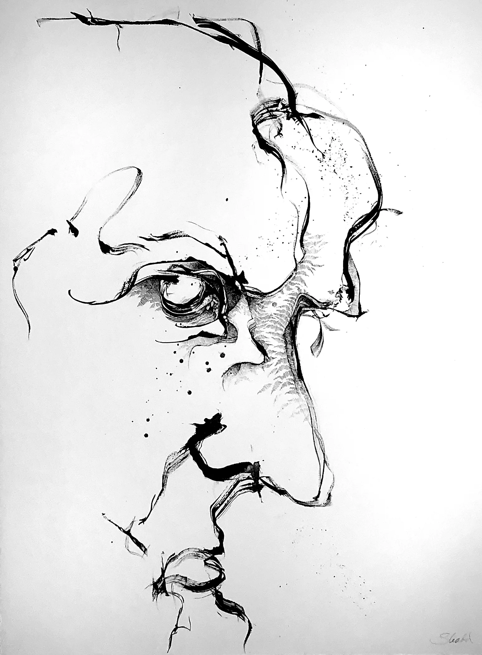 4’33” Sumi ink applied with feather and dip pen on Rives BFK paper 33 x 25 $ 1,250