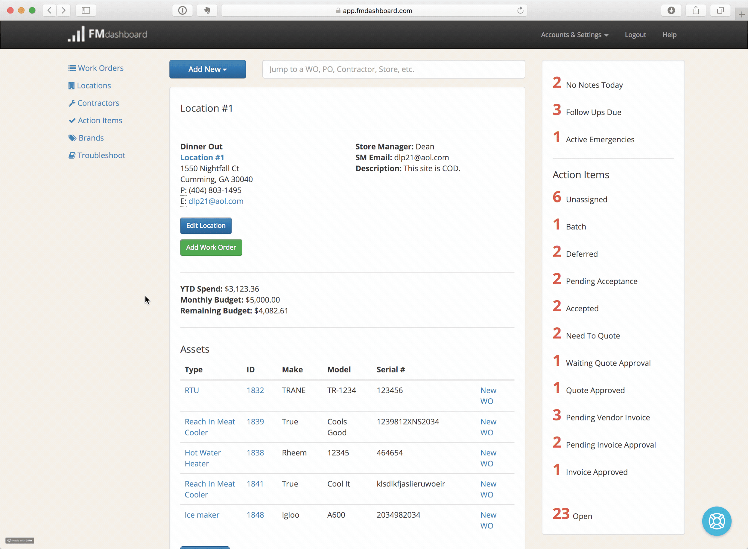 View detailed asset information, repair and costs history.