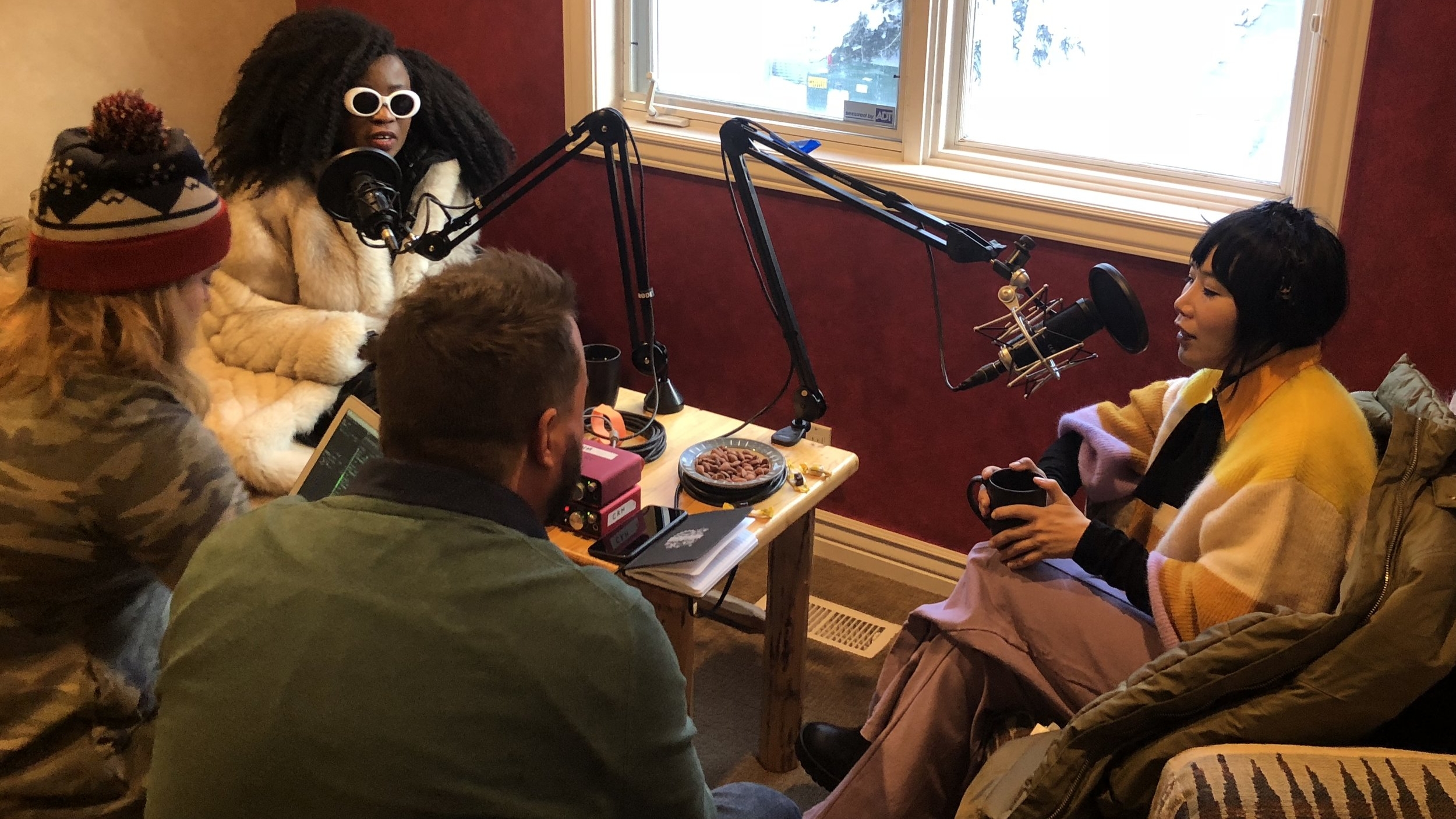 The MIQ team recording with Vivian Bang and Nana Ghana at Sundance in Park City, UT