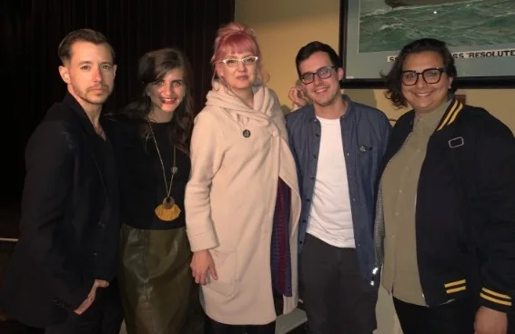 The Framing Agnes crew, plus Dylan (second from left), the first person from Tribeca to screen our film.