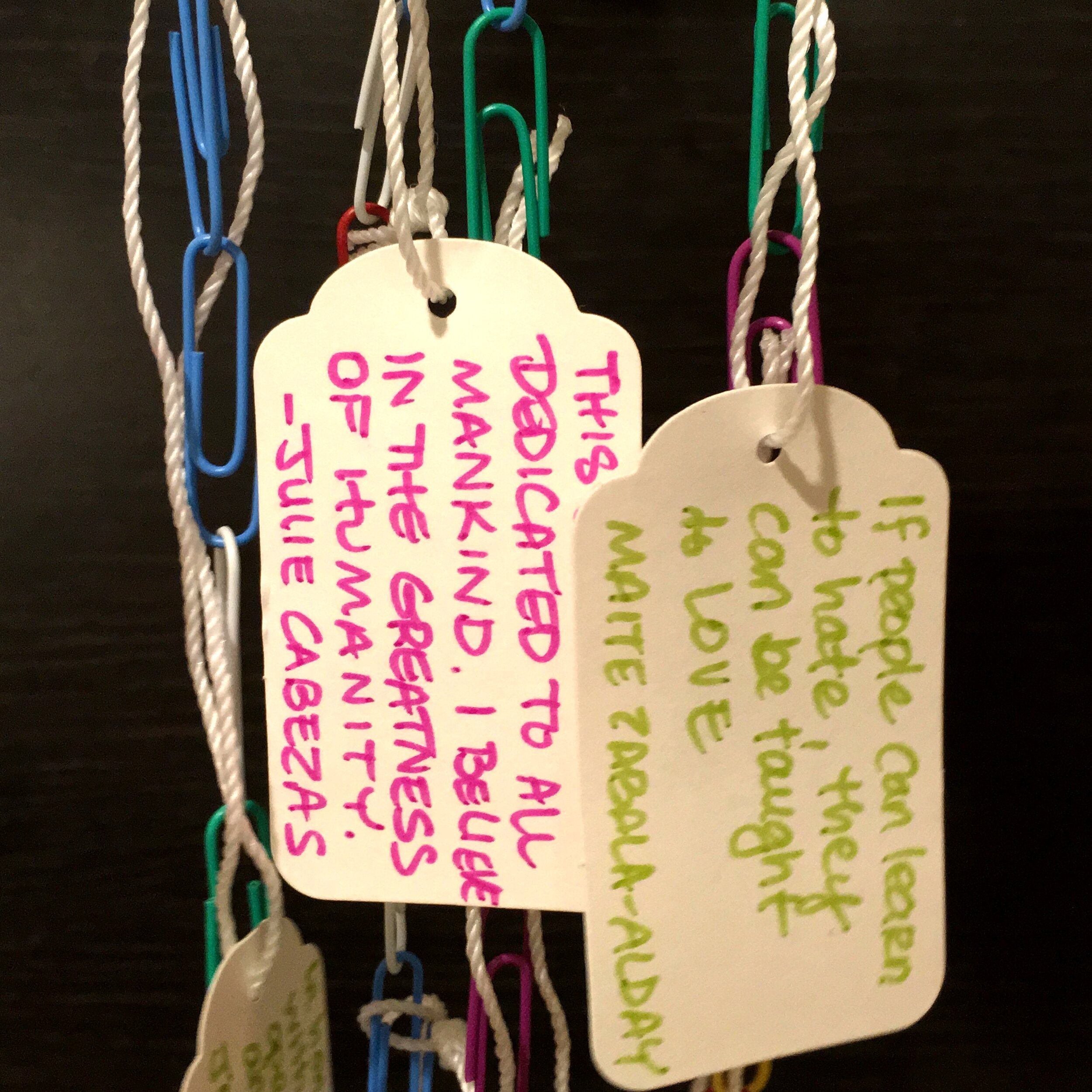 Paperclips from this project's donors, delivered by Stephanie to the boxcar
