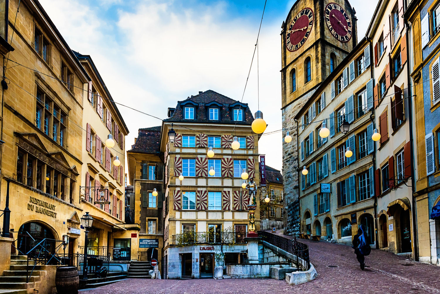 Musician and landscape in Neuchâtel