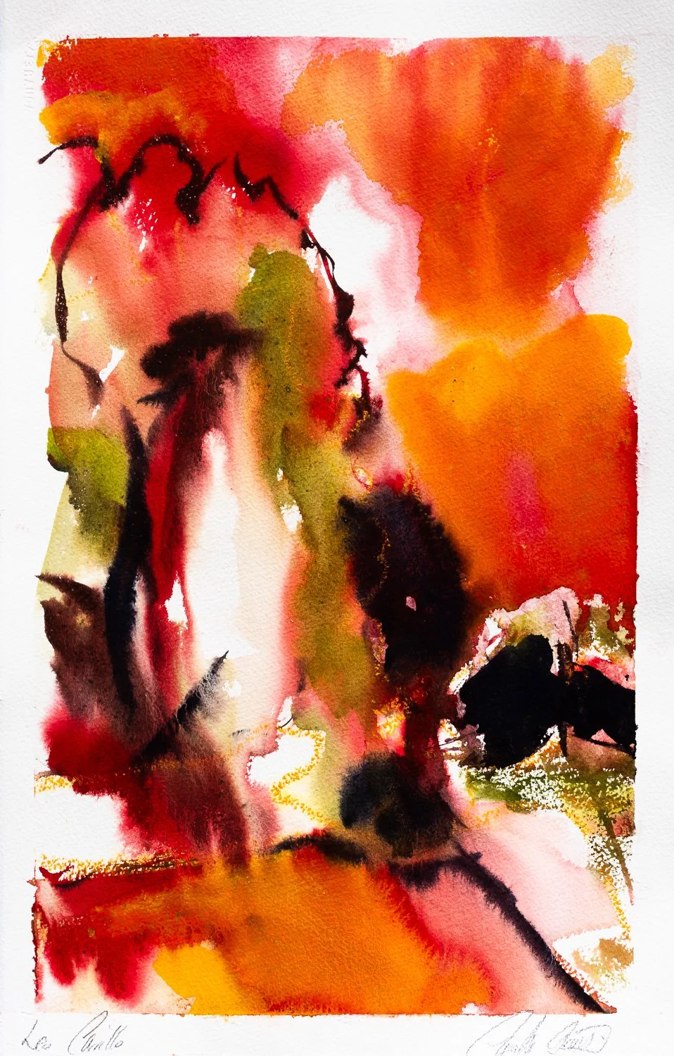  Zuma at Sunset   A watercolor.. plein air paper Arches 140Ib 22 × 15 .. a vibrant sunset.. very abstract capture.  $400:00  