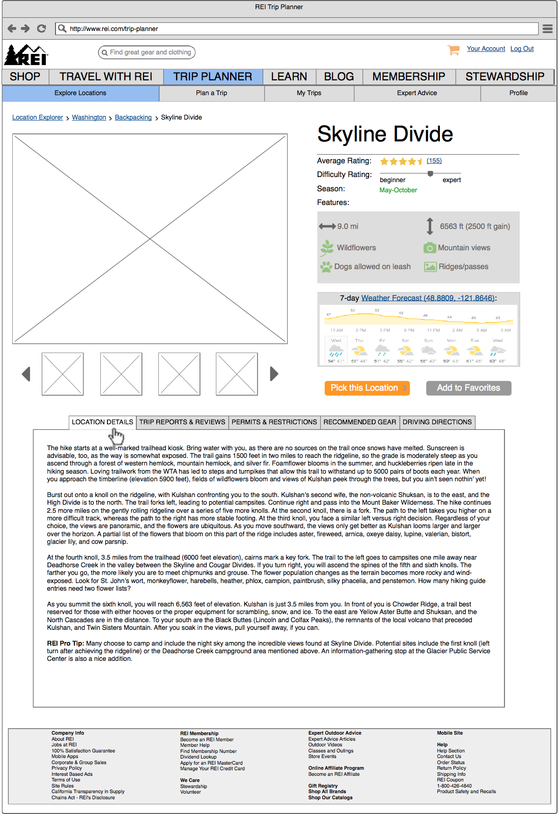 Wireframe: Location Details