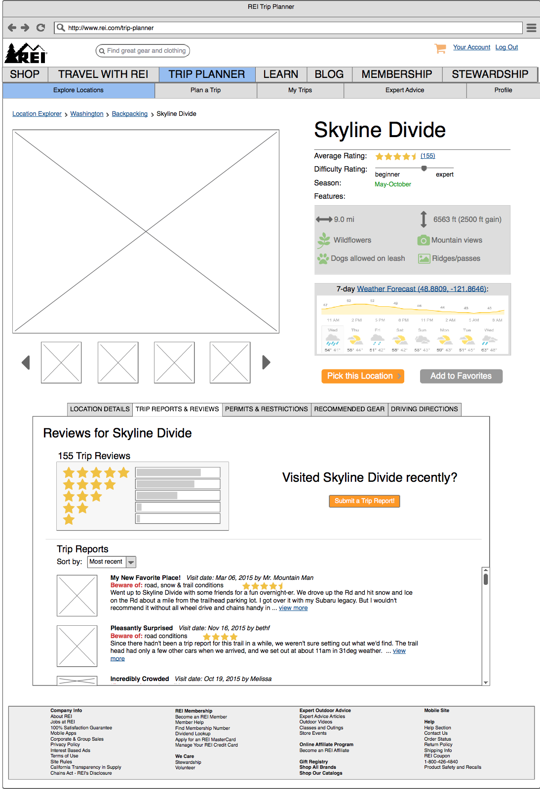 Wireframe: Location Reviews