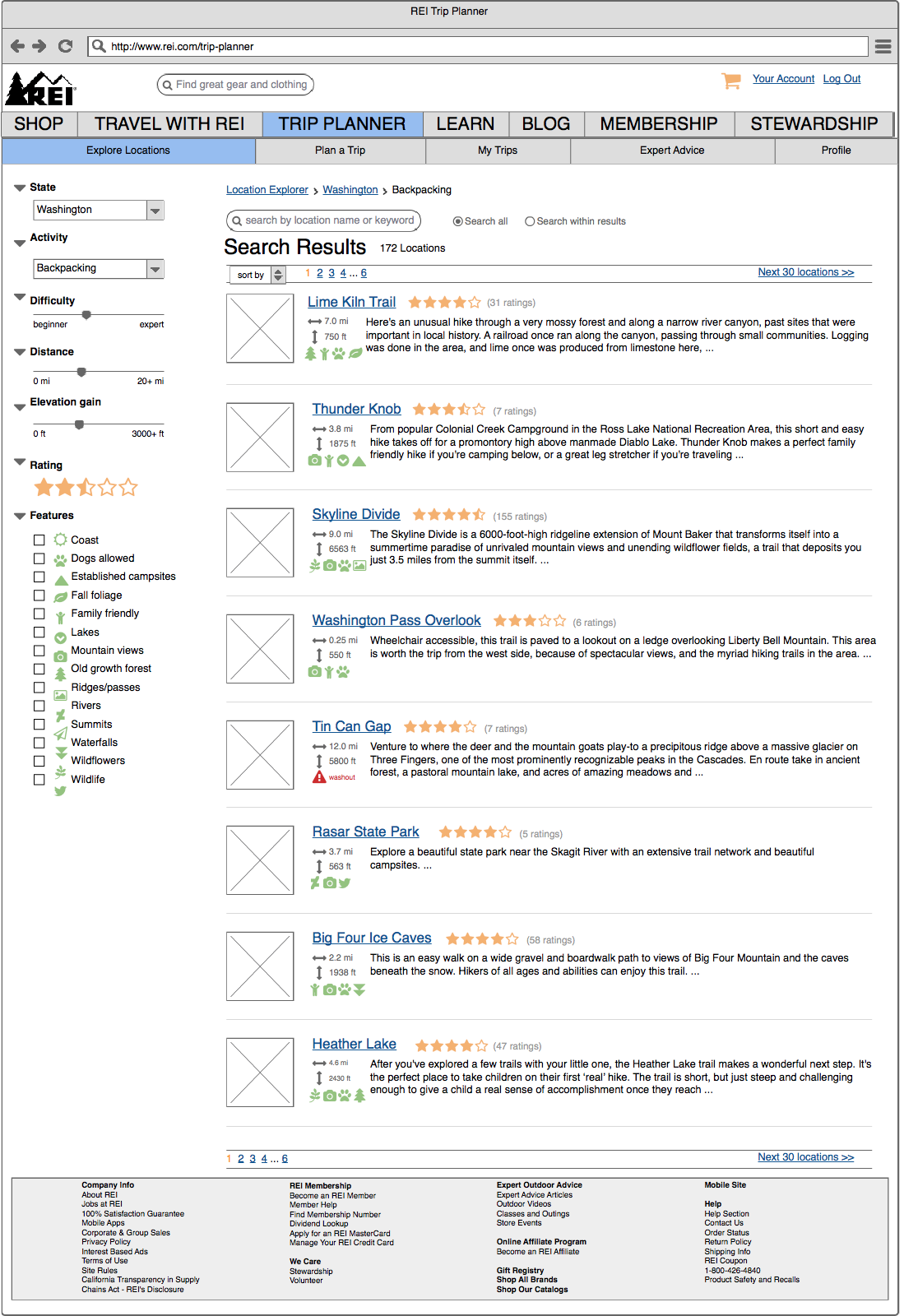 Wireframe: Search Results
